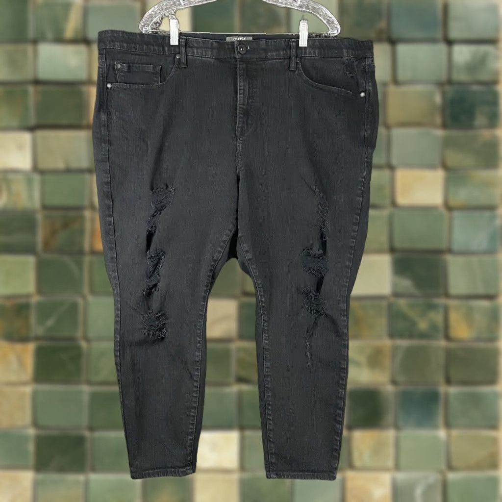 Torrid Torrid Sky High Skinny Premium Stretch Distress Jeans Women 24S Black Womens Size 42" / US 20 - 1 Thumbnail
