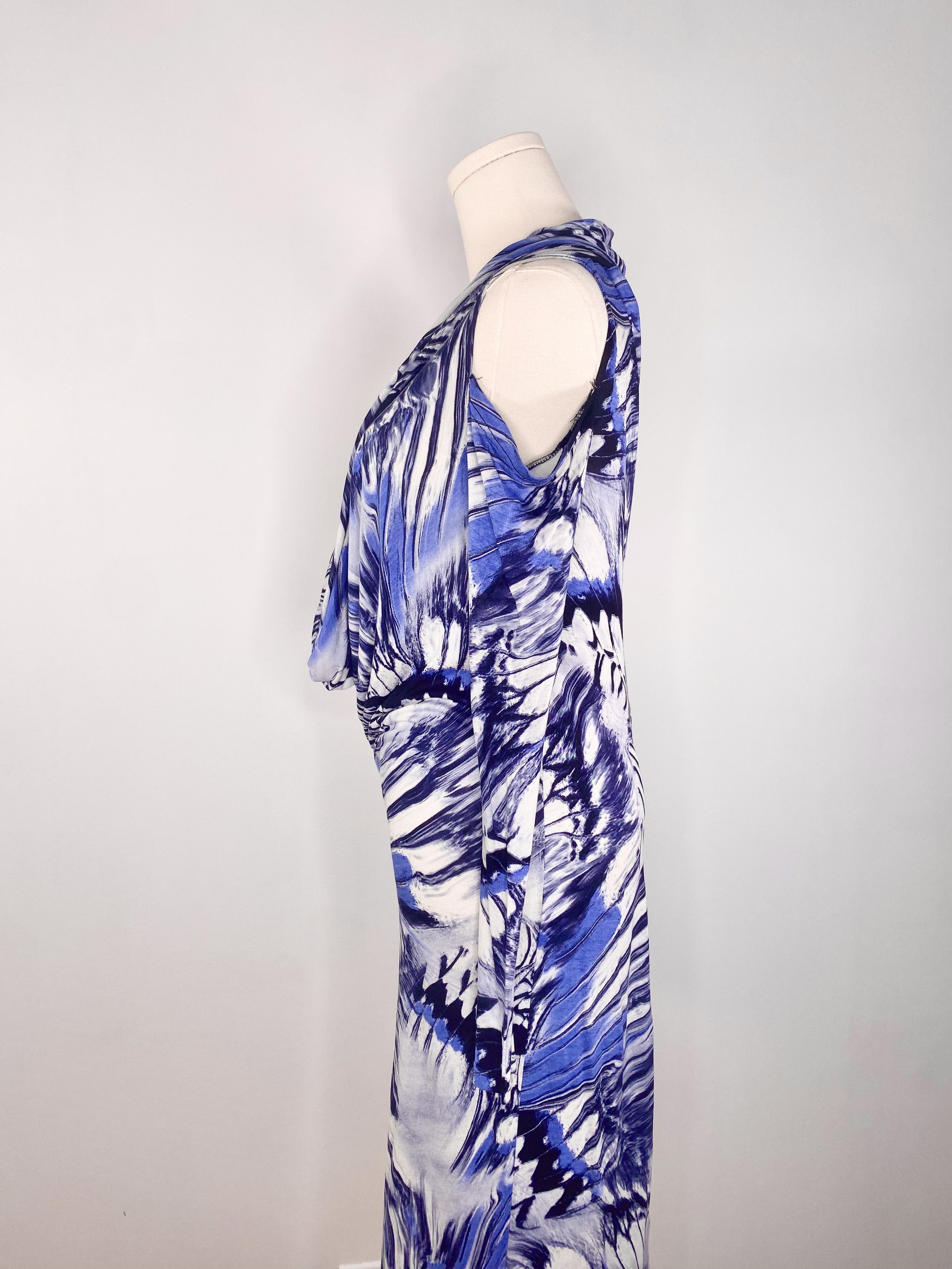 Jean Paul Gaultier Jean Paul Gaultier - Blue Psychedelic Marble Cowl Neck Dress Size M / US 6-8 / IT 42-44 - 13 Thumbnail