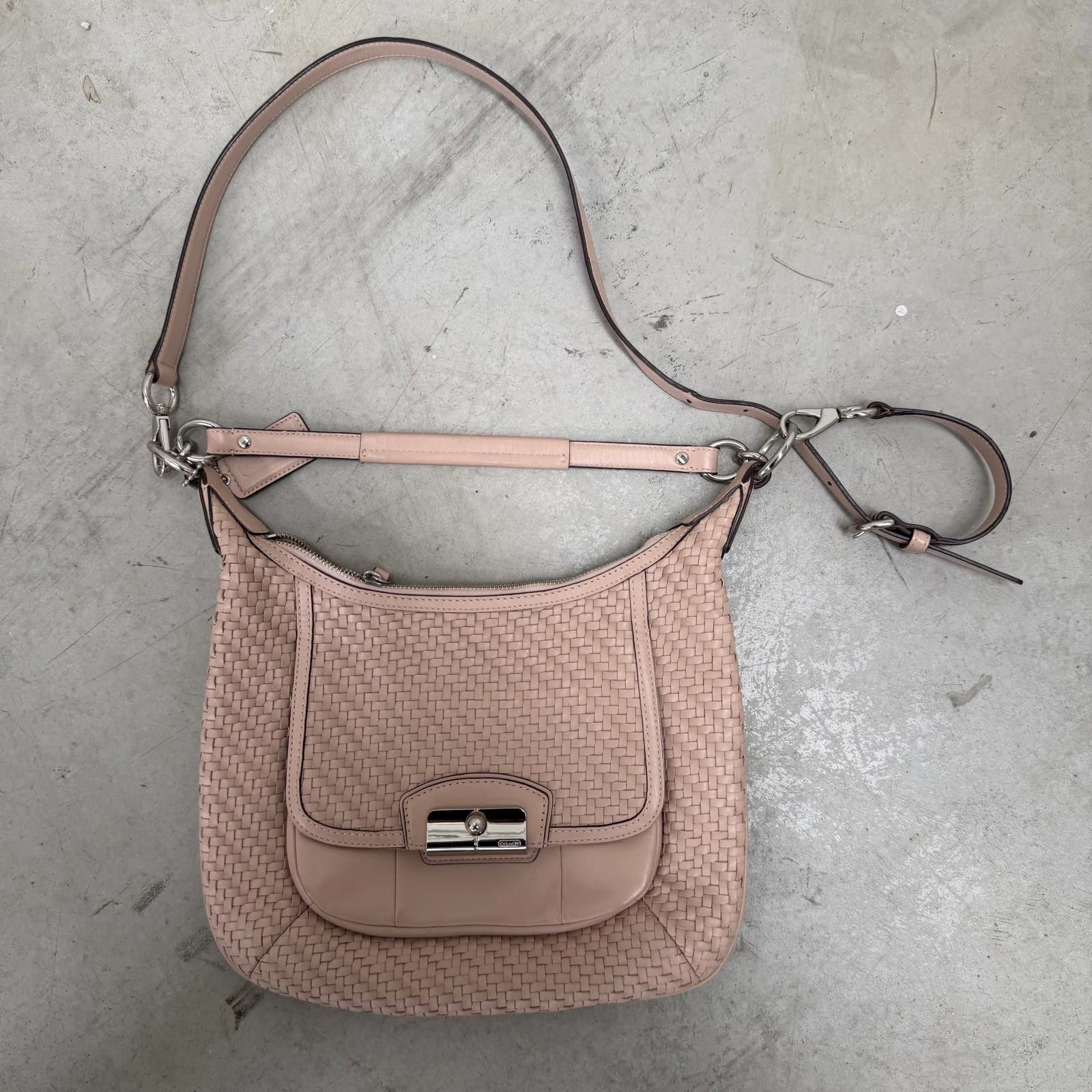 Coach Coach 2Way Hobo Woven Leather Shoulder Bag Pink Size ONE SIZE - 1 Thumbnail