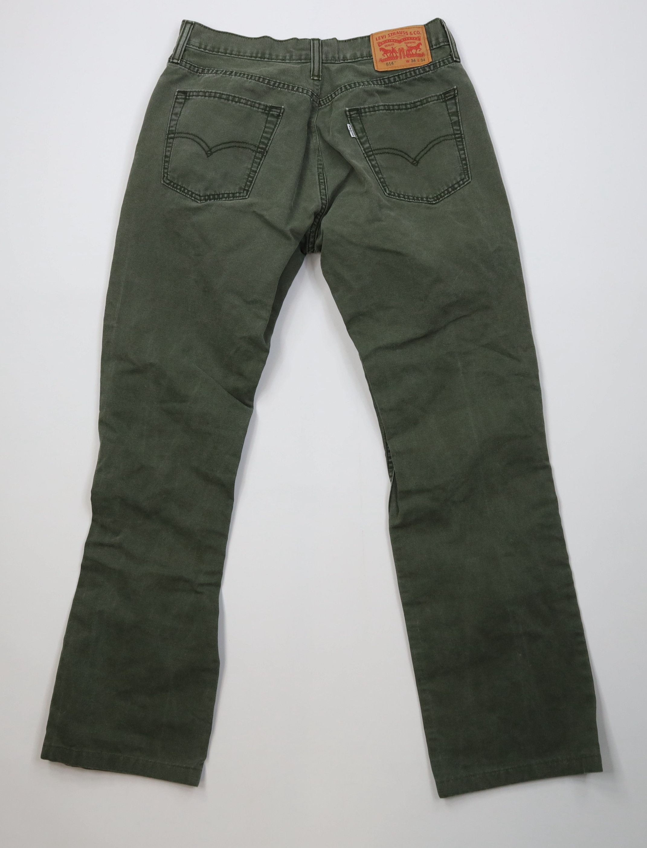 Levi's Vintage Y2K Levis 514 Cotton Canvas Straight Leg Jeans Green Size US 32 / EU 48 - 9 Thumbnail
