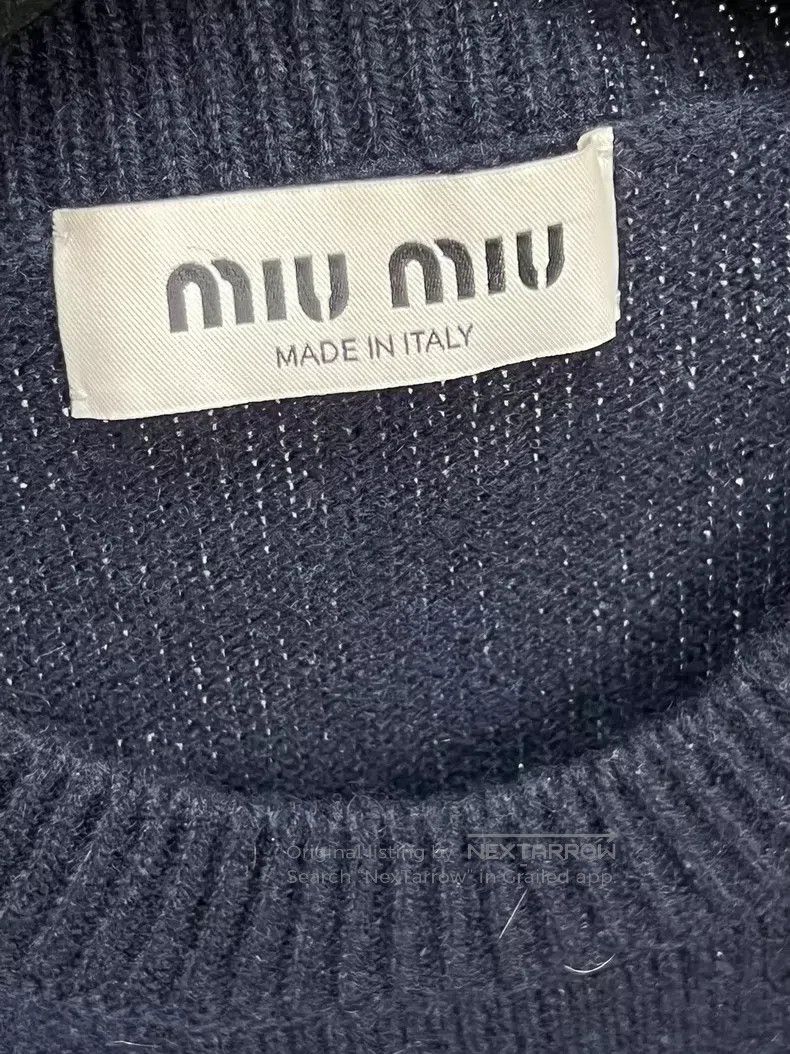 Miu Miu Miu Miu 42 Blue sequined Logo knitted sweater Size L / US 10 / IT 46 - 3 Thumbnail