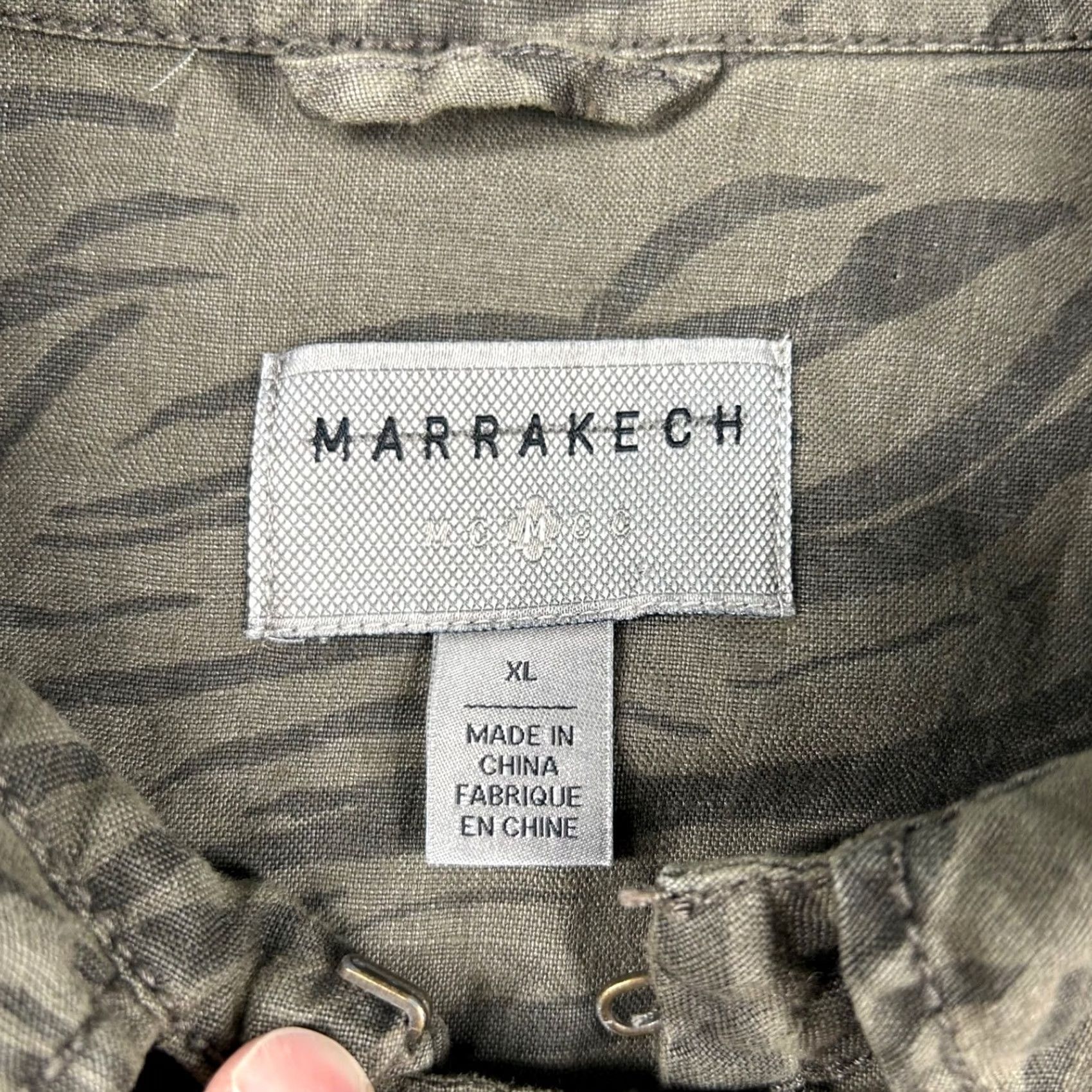 Vintage Marrakech Jacket Womens XL 100% Linen Tiger Stripe Full Zip Snap Military Jacket Army Bohemian Mens Womens Girls Boys Size XL / US 12-14 / IT 48-50 - 3 Thumbnail