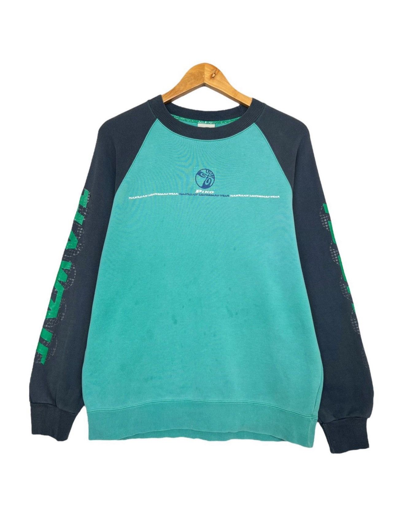 Vintage Vintage 90s Piko Surfboard Green Sweatshirt Medium Size US L / EU 52-54 / 3 - 2 Thumbnail