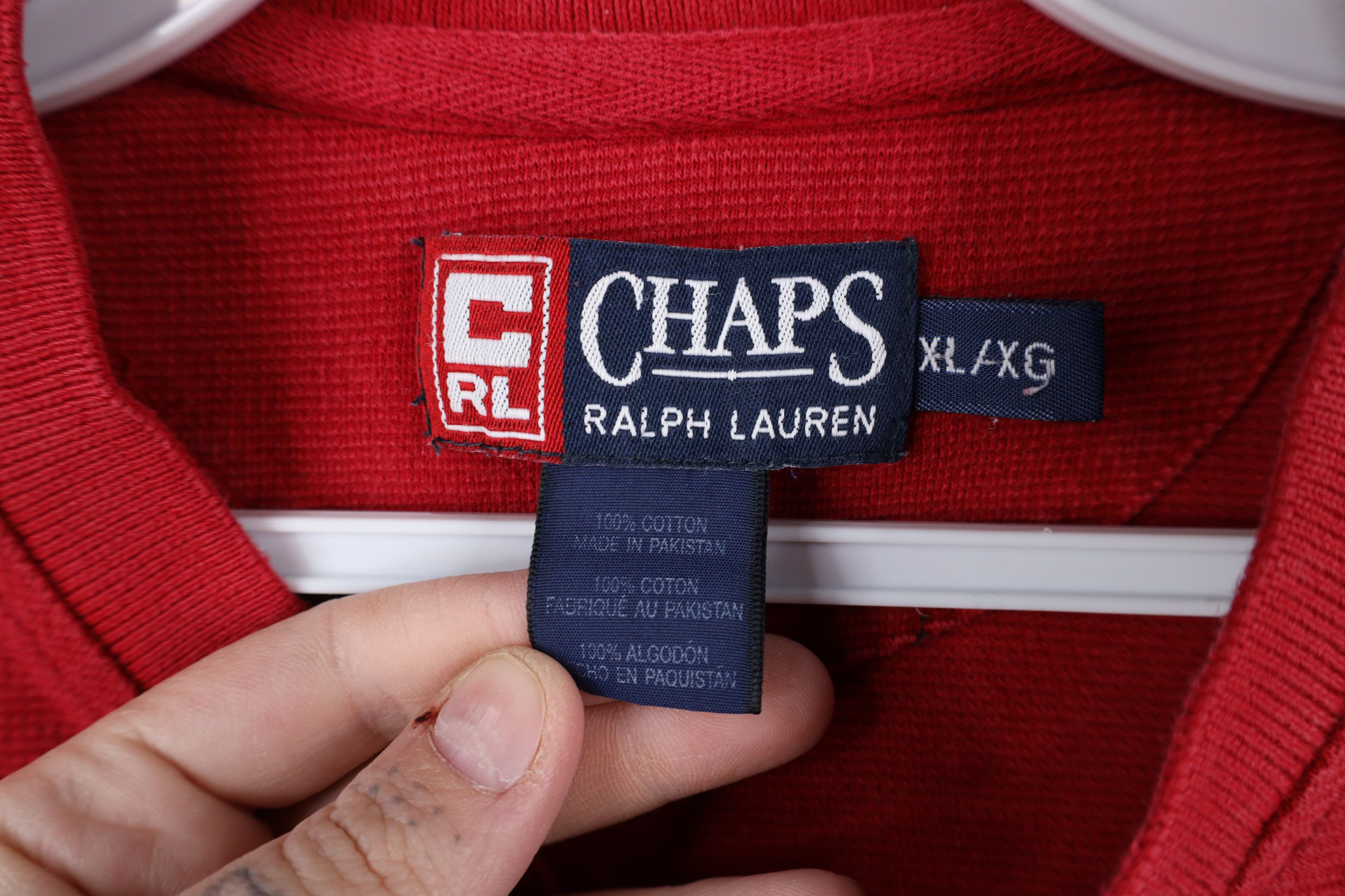 Ralph Lauren × Vintage Vintage 90s Chaps Ralph Lauren Waffle Knit Henley T-Shirt Size US XL / EU 56 / 4 - 9 Thumbnail