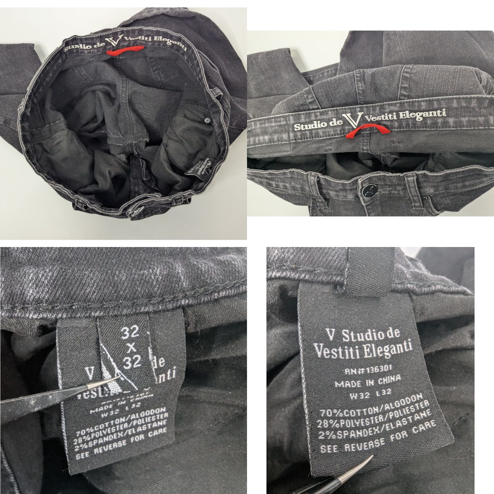 Vintage Vestiti Eleganti Jeans Mens 32x32 Black Denim Stretch Biker Moto Style 80s 90s Hip Hop Size US 32 / EU 48 - 8 Thumbnail