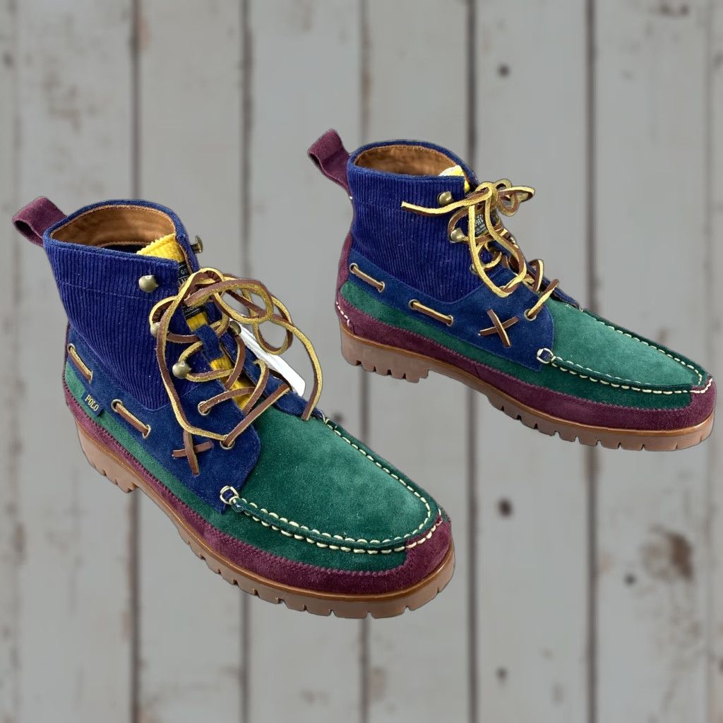 Polo Ralph Lauren Country Ranger MID Color Block Suede Corduroy Boots Men's 9.5