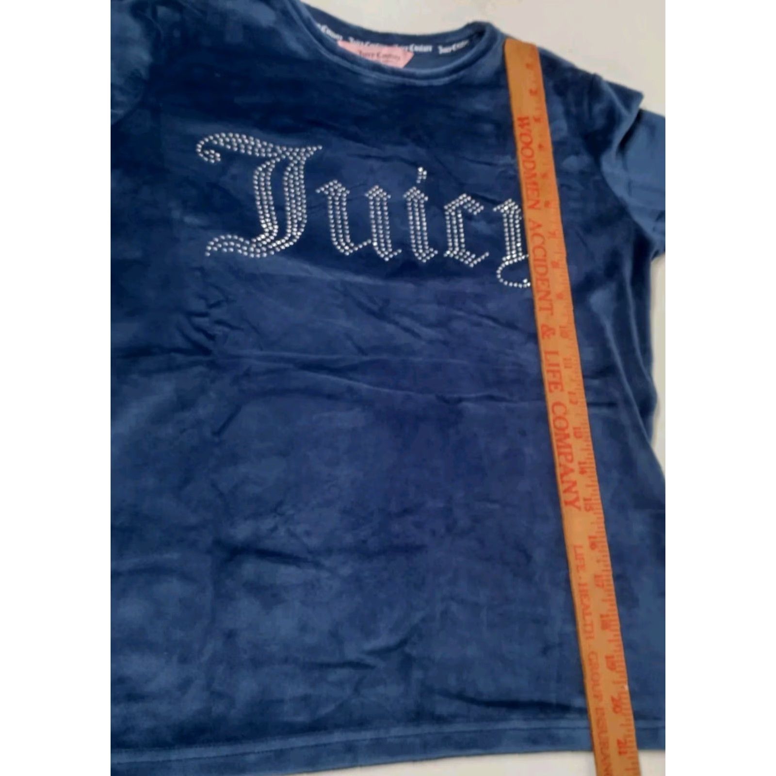 Juicy Couture Juicy Couture Sleepwear Shirt Small Blue Velour Rhinestones Long Sleeve Y2K Women Pajama Top Velvet Accent Holiday Vintage Glow Size S / US 4 / IT 40 - 4 Thumbnail