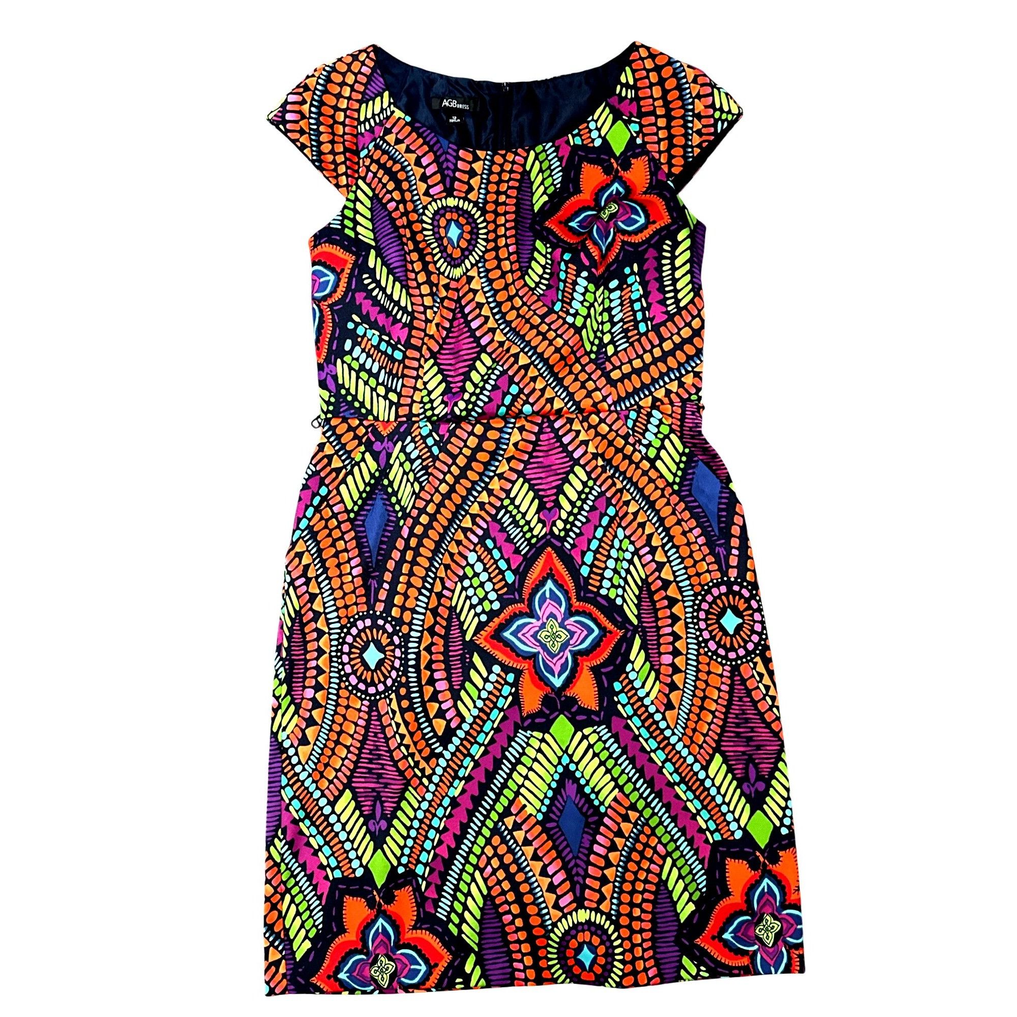 Other AGB Dress Multicolor Geometric Tribal Print Sheath Dress Siz Size M / US 6-8 / IT 42-44 - 14 Thumbnail