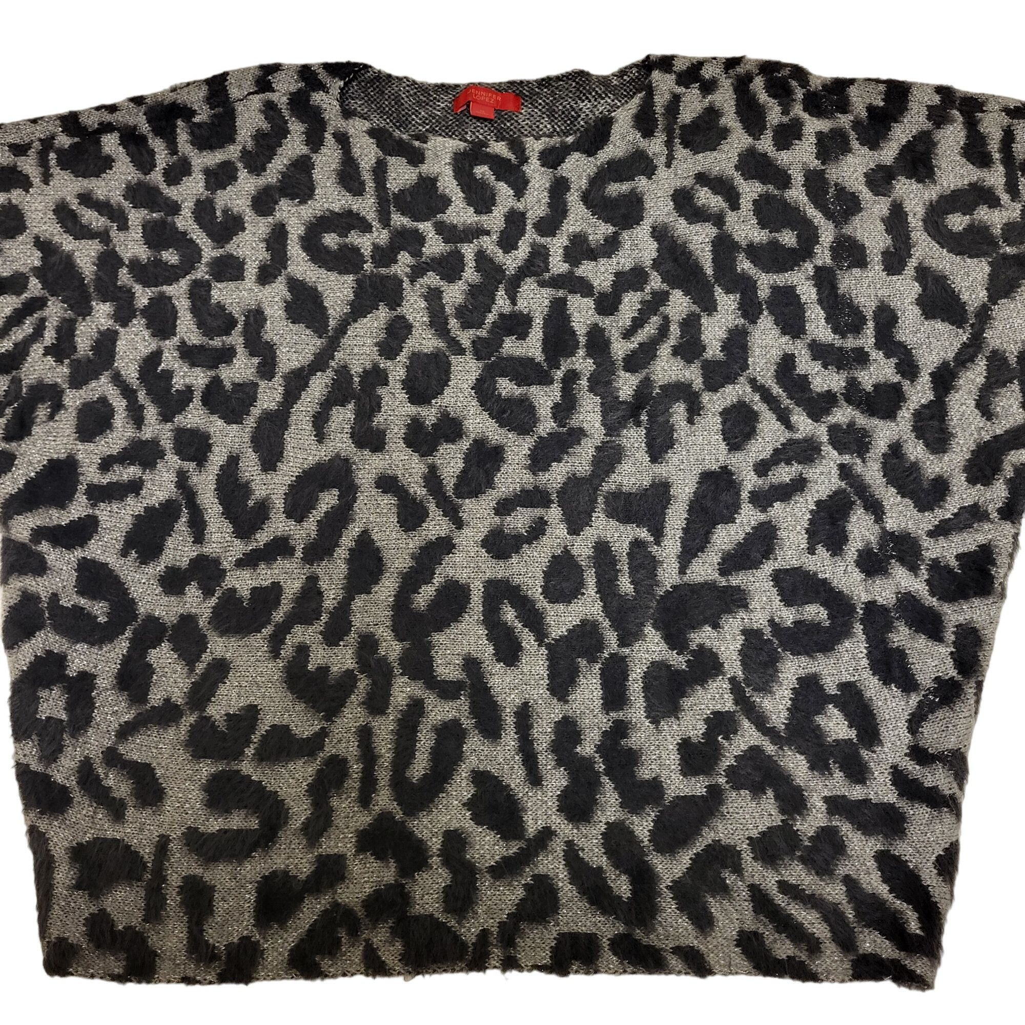 Jennifer Lopez Jennifer Lopez Sweater Womens Medium Gray Animal Leopard Pri Size XL / US 12-14 / IT 48-50 - 5 Thumbnail