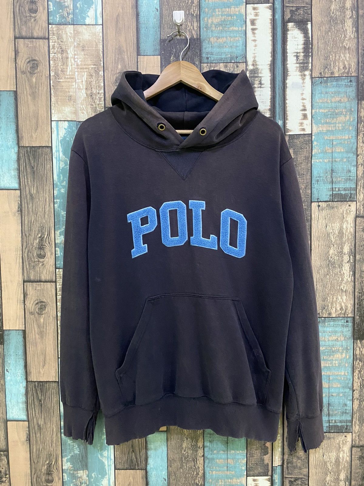 Polo Ralph Lauren × Vintage Vintage Polo Ralph Lauren Sunfaded Distress Hoodie Sweater Size US L / EU 52-54 / 3 - 1 Thumbnail