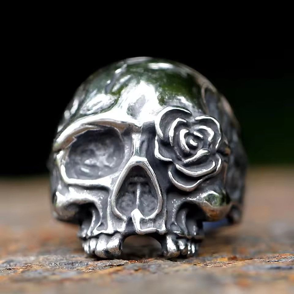 Jewelry CRAFTED SKULL & ROSE ( Size 7-13 Available ) Size ONE SIZE - 1 Thumbnail