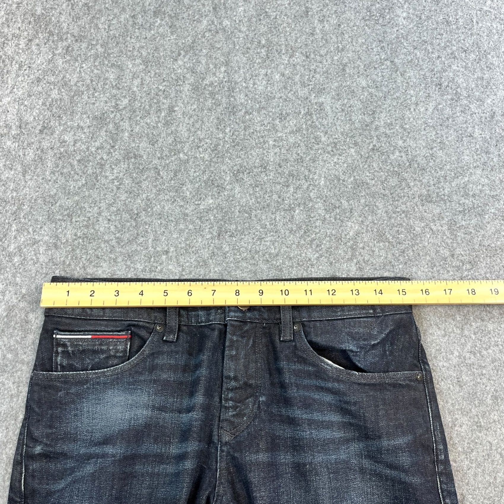 Tommy Hilfiger Tommy Hilfiger Mens Jeans Slim Straight 30 32 Dark Wash Blue Stretch Whiskers Denim 5-Pocket Mens Jeans Size US 30 / EU 46 - 6 Thumbnail