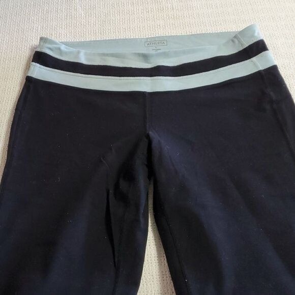Athleta Athleta Banded Sz. L Black & Lt. Blue Flared Athletic Pants Size 31" - 3 Thumbnail