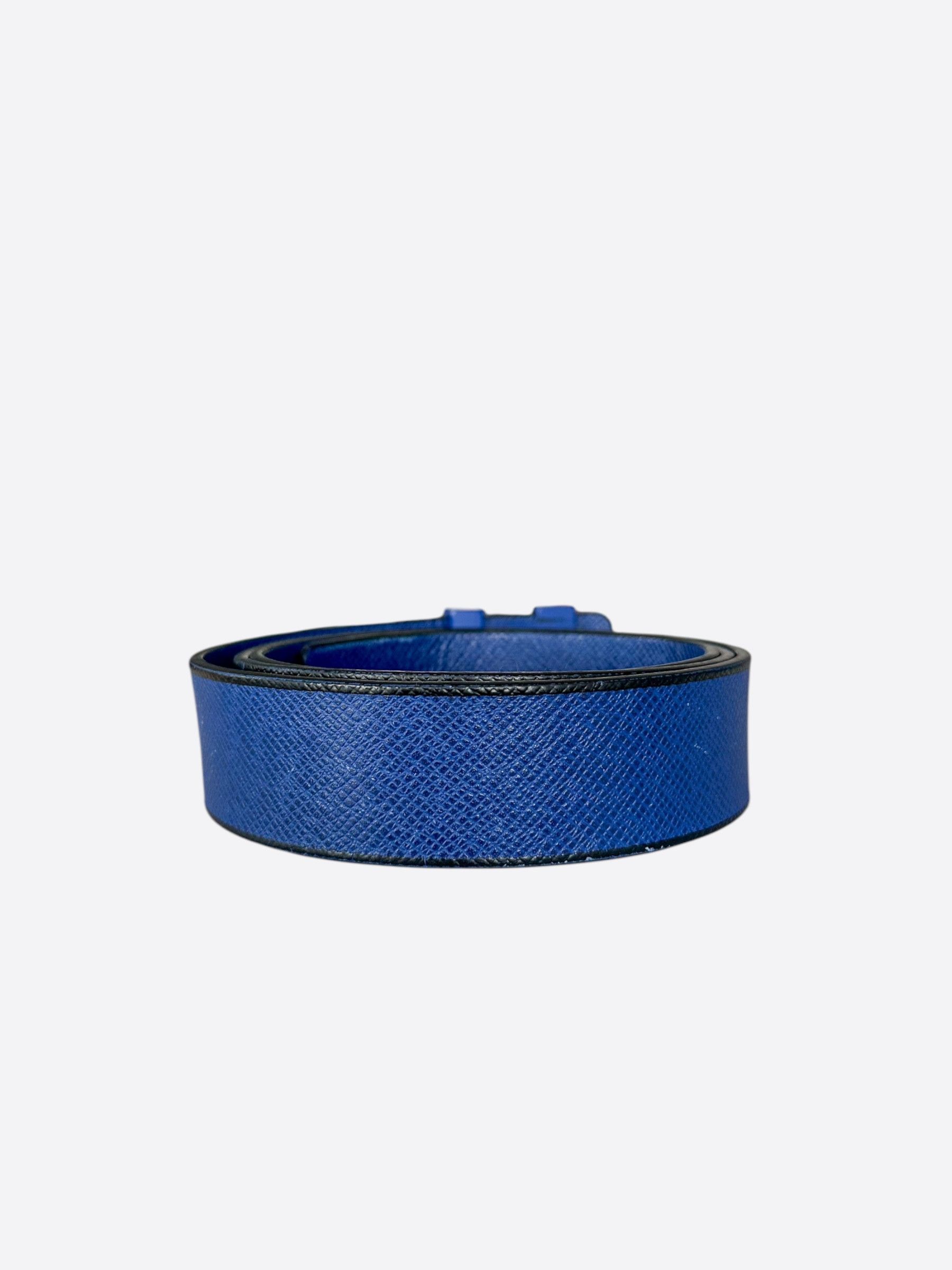 Louis Vuitton Louis Vuitton Blue & Black Taigarama Initiales Belt Size 36 - 3 Thumbnail