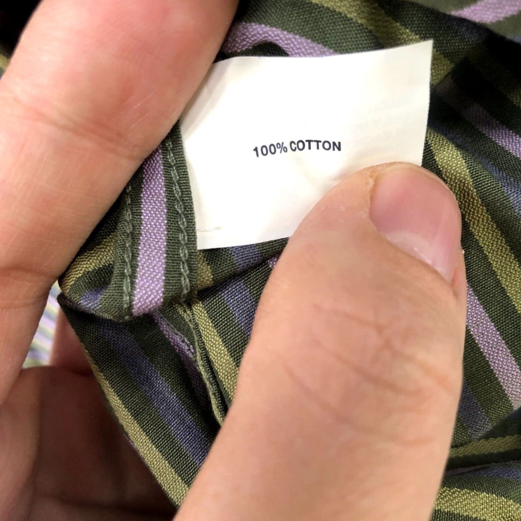 Gap GAP Dress Shirt Mens S 14-14.5 Purple Green Stripe Button Up Long Sleeve Cotton Size 36R - 7 Thumbnail