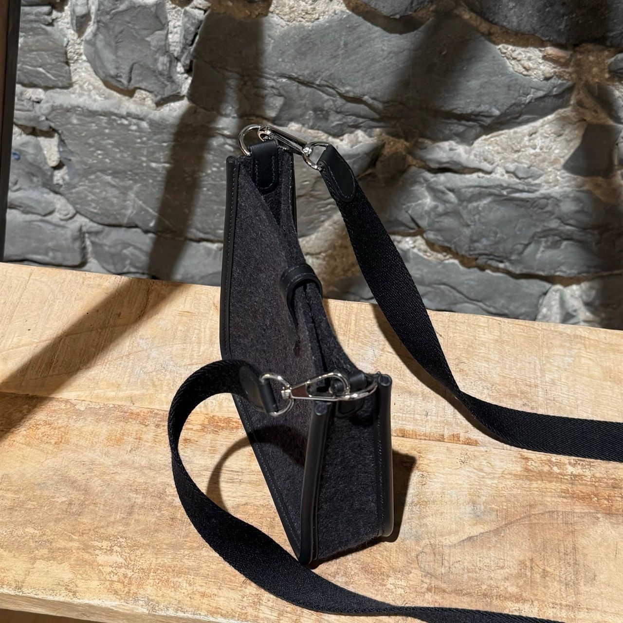 Hermes Hermès 2023 Black Wool Feutre Evelyne 16 TPM Crossbody Bag Size ONE SIZE - 8 Thumbnail