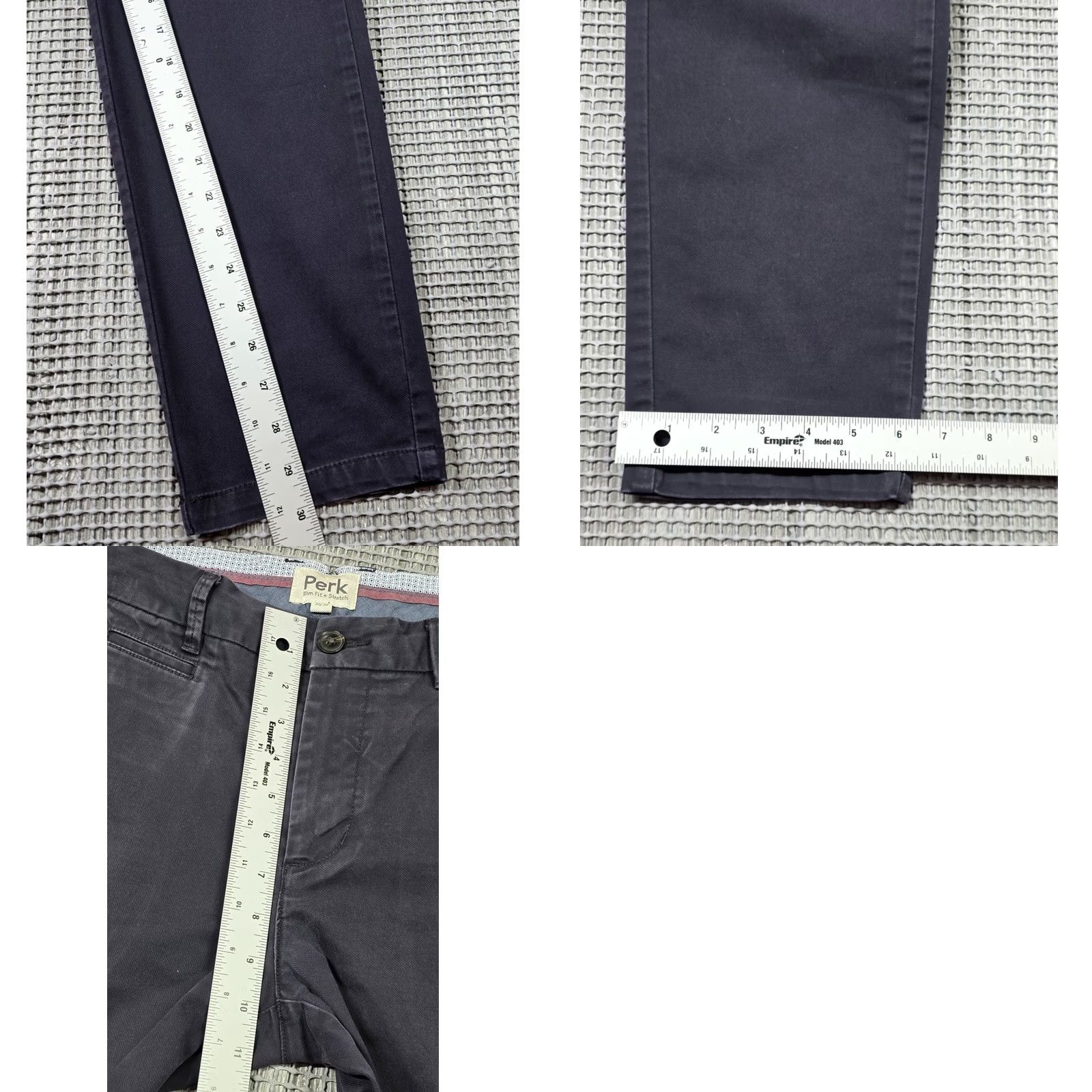 Vintage Perk Chino Pants 31x30 Blue Slim Fit Stretch Tapered Cotton Twill Khaki Pants Mens Size US 31 - 9 Thumbnail