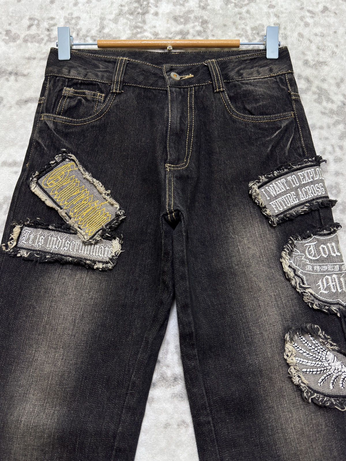 If Six Was Nine Vintage Punk Patchwork Denim Y2K Regular Fit Jeans Size US 26 / EU 42 - 3 Thumbnail