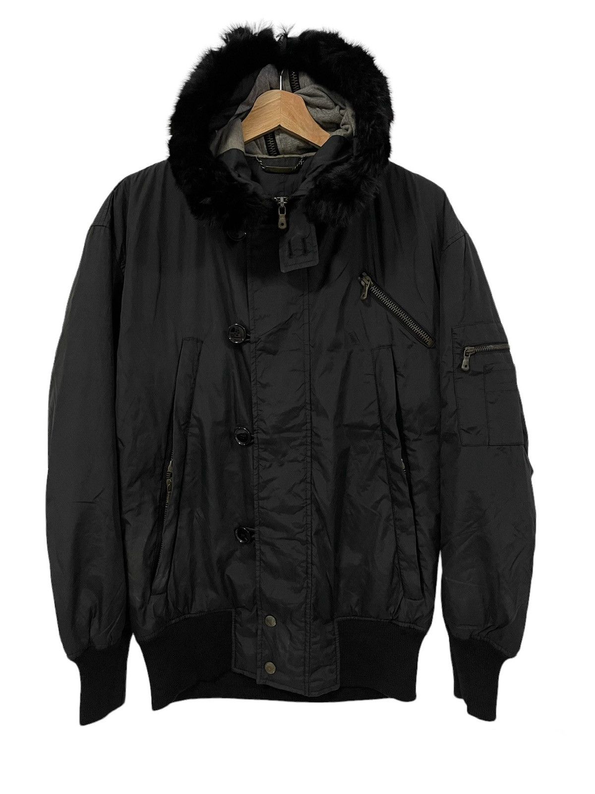 Dolce & Gabbana Multizipper Fur Hooded Vintage Jacket