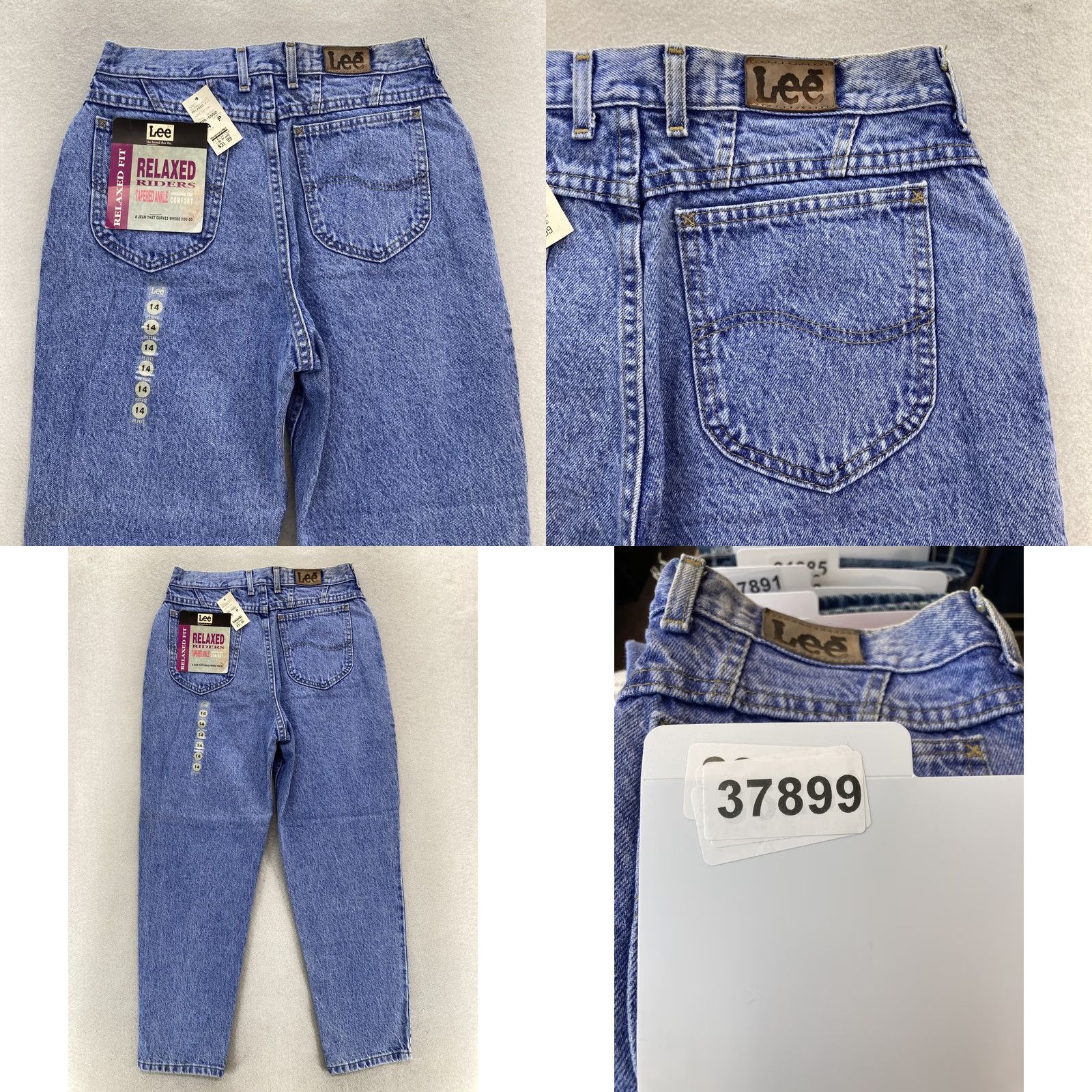 Lee VINTAGE Lee Jeans Womens 14P Petite Blue Relaxed Riders Tapered Ankle Denim USA 90s Size 36" / US 14 / IT 50 - 9 Thumbnail