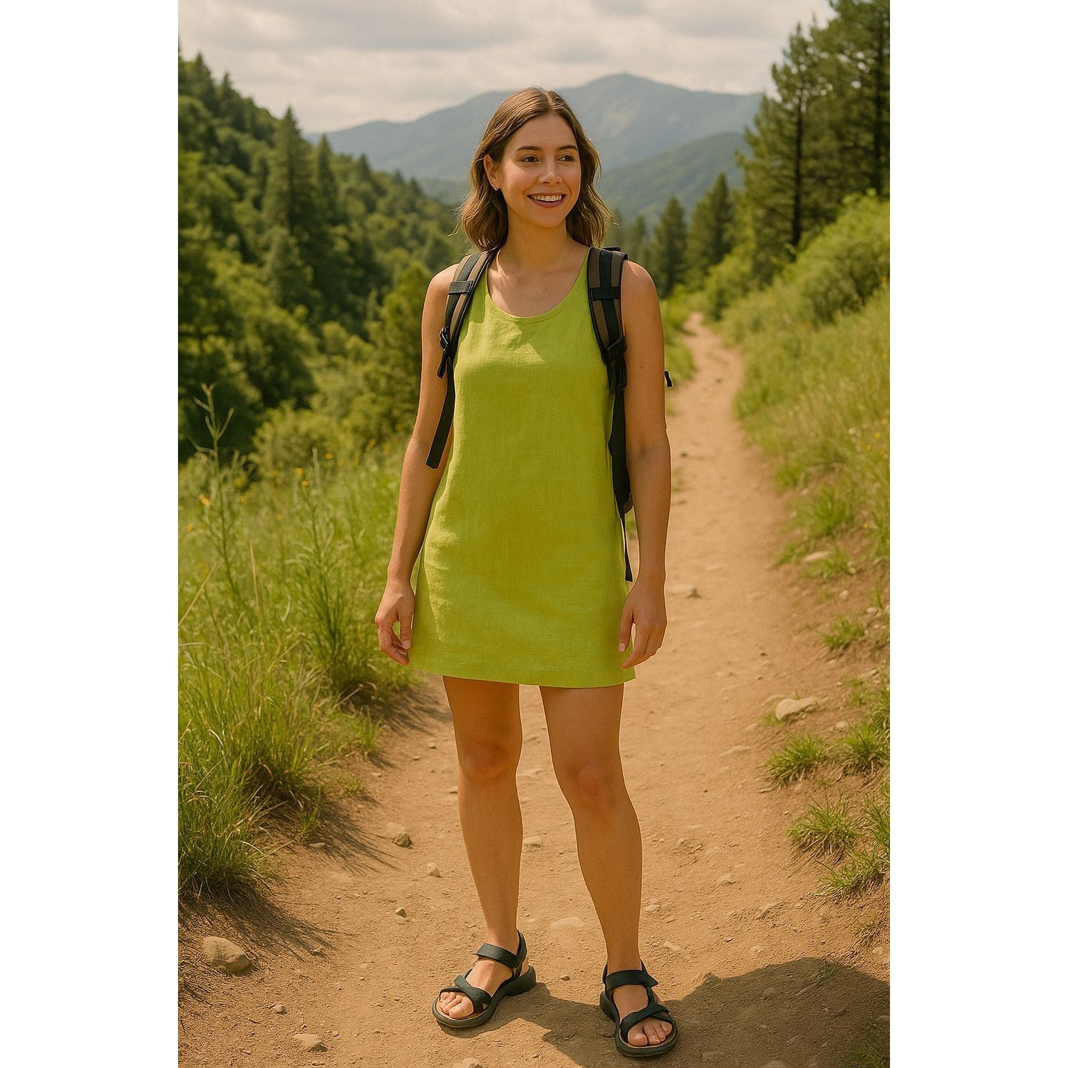 Other Pure Match Woman Lime Green Dress M Minimalist Linen Resort Size M / US 6-8 / IT 42-44 - 2 Thumbnail