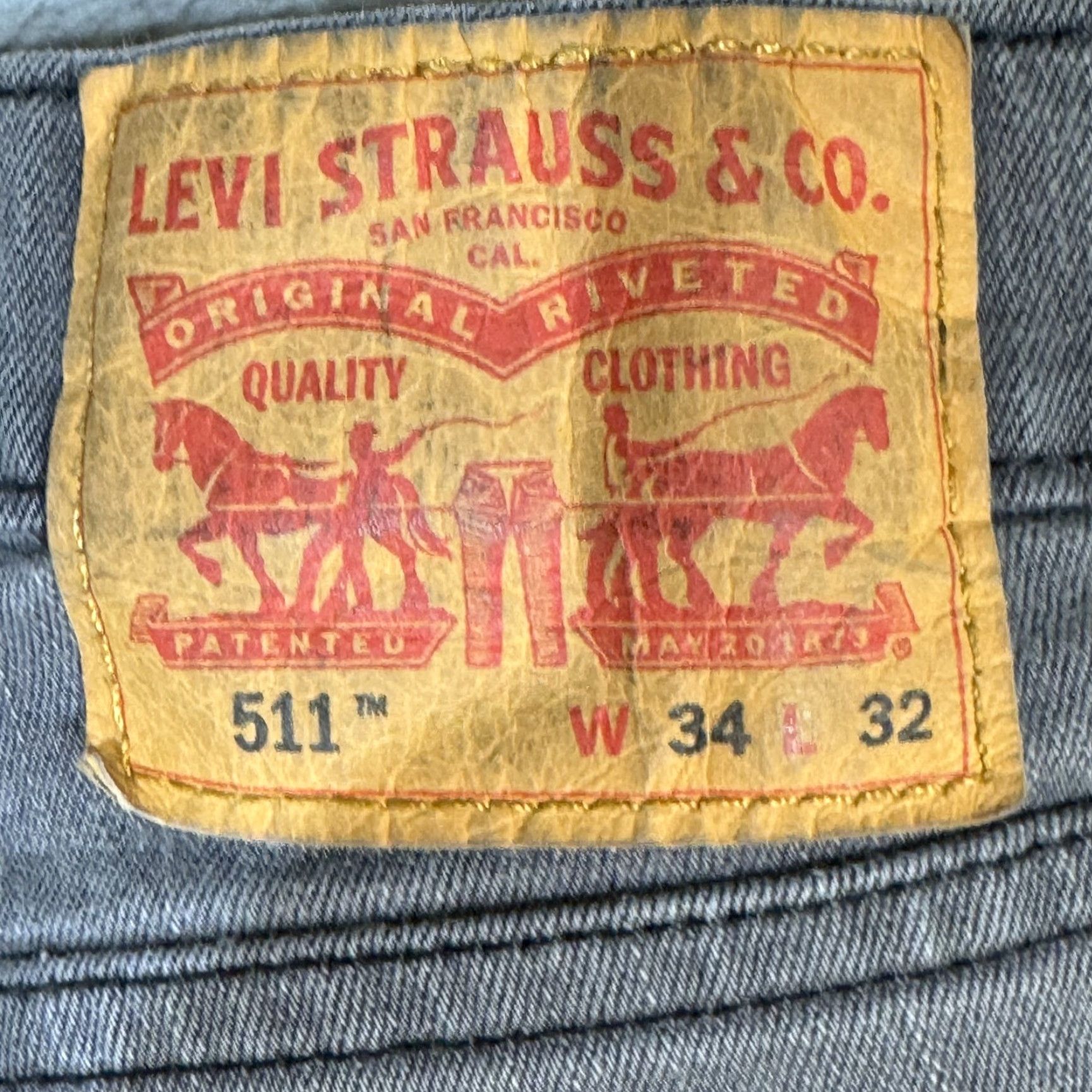 Levi's Levi's 511 Jeans Mens 34x32 Gray Slim Fit Stretch Tapered Leg Denim Pants Zip Fly Shirt? Size US 34 / EU 50 - 4 Thumbnail