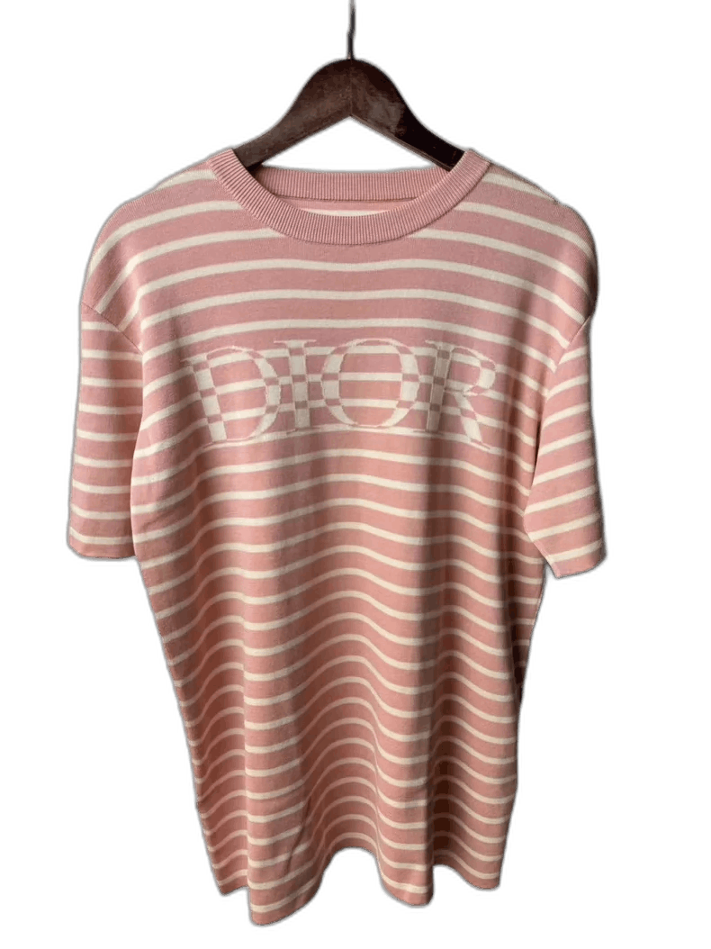 Dior Dior Striped Knit Short Sleeve Shirt-yf Size US M / EU 48-50 / 2 - 1 Thumbnail