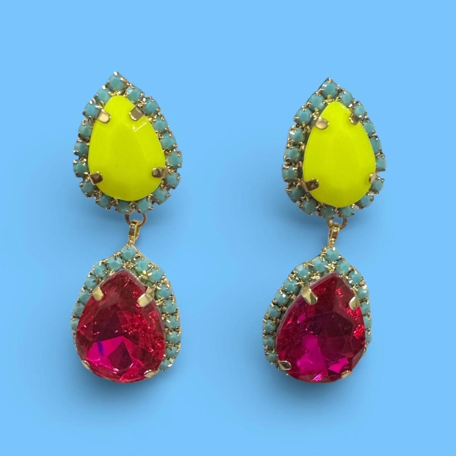 Other Neon Teardrop Statement Earrings 💚💖 Size ONE SIZE - 1 Preview