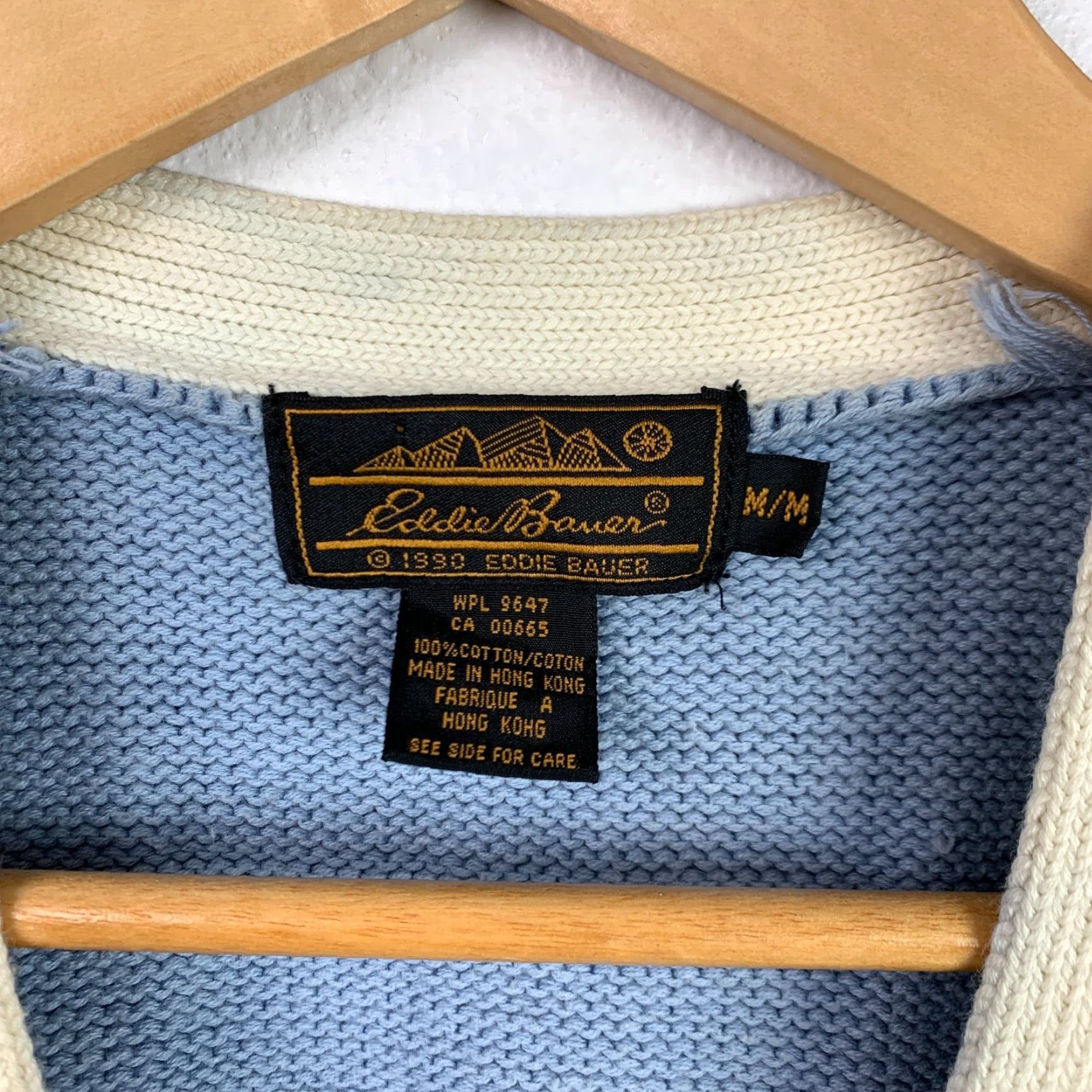 Eddie Bauer VINTAGE Eddie Bauer Cardigan Sweater Vest Shirt Womens Medium Blue 1990s 100% Cotton Embroidered Fairy Kei Size M / US 6-8 / IT 42-44 - 3 Thumbnail