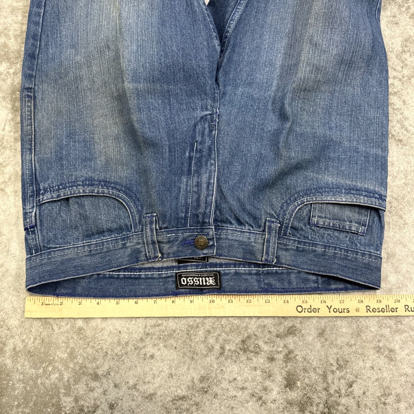 Vintage VINTAGE Russo Jeans Mens 38x34 Hip Hop Embroidered Wide-Leg Denim Distressed Blue Cotton Jeans Mens Size US 38 / EU 54 - 6 Thumbnail