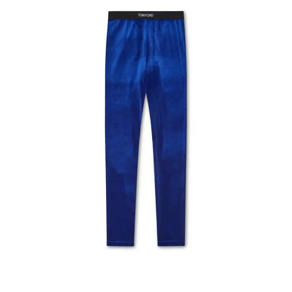 Tom Ford o1loc1c0625 PAJ121 Velour Leggings in Blue Size 26" / US 2 / IT 38 - 1 Thumbnail