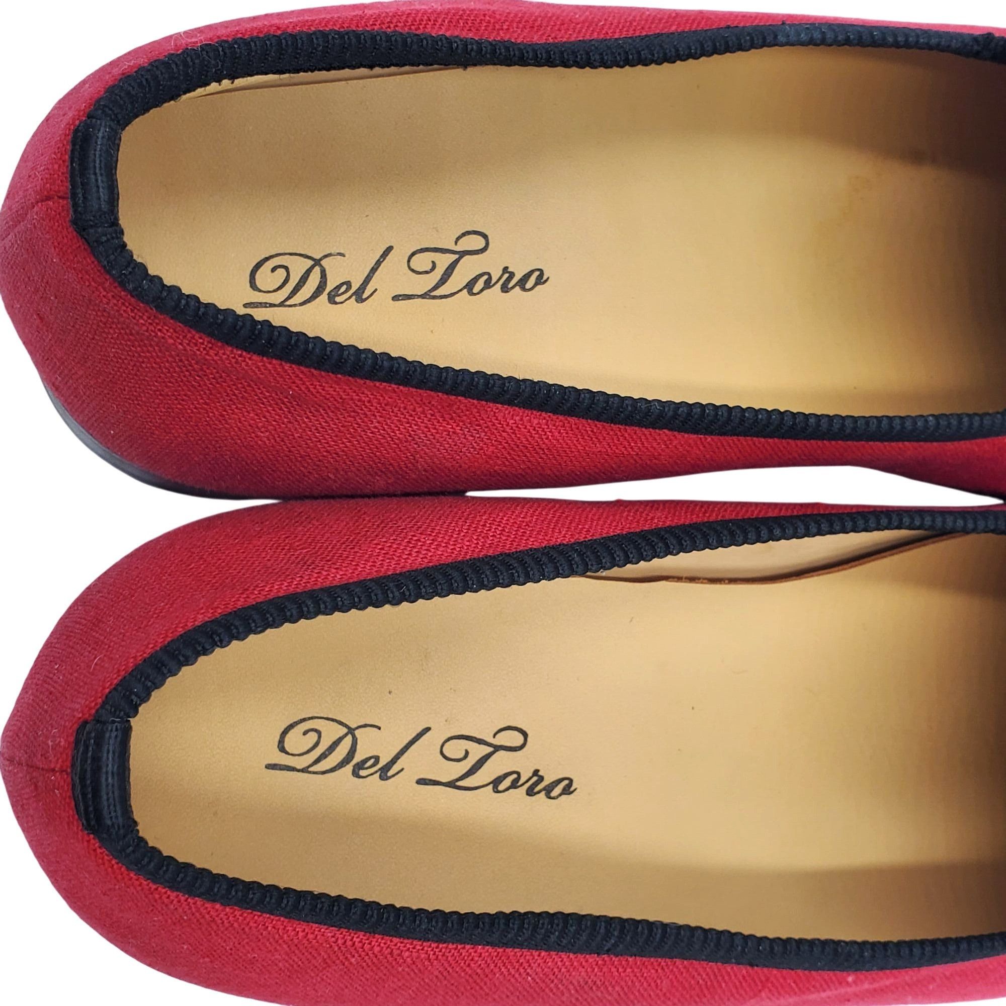 Del Toro Italy Del Toro Men's 10 Red Black Canvas Leather Slip on Loa Size US 10 / EU 43 - 9 Thumbnail
