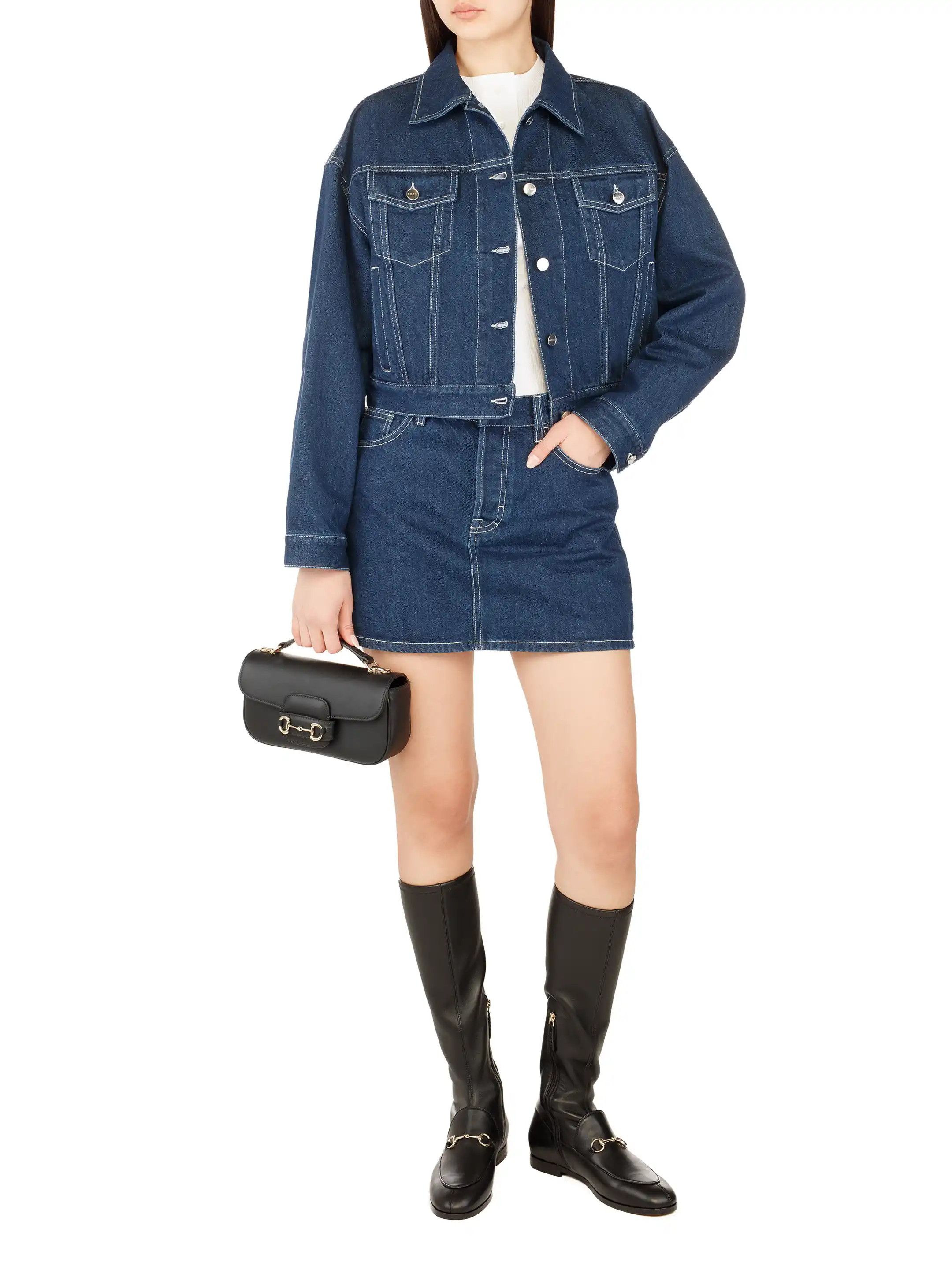 Gucci o1B3y1r0526 Relaxed Cropped Fit Denim Jacket in Blue Size XS / US 0-2 / IT 36-38 - 2 Thumbnail