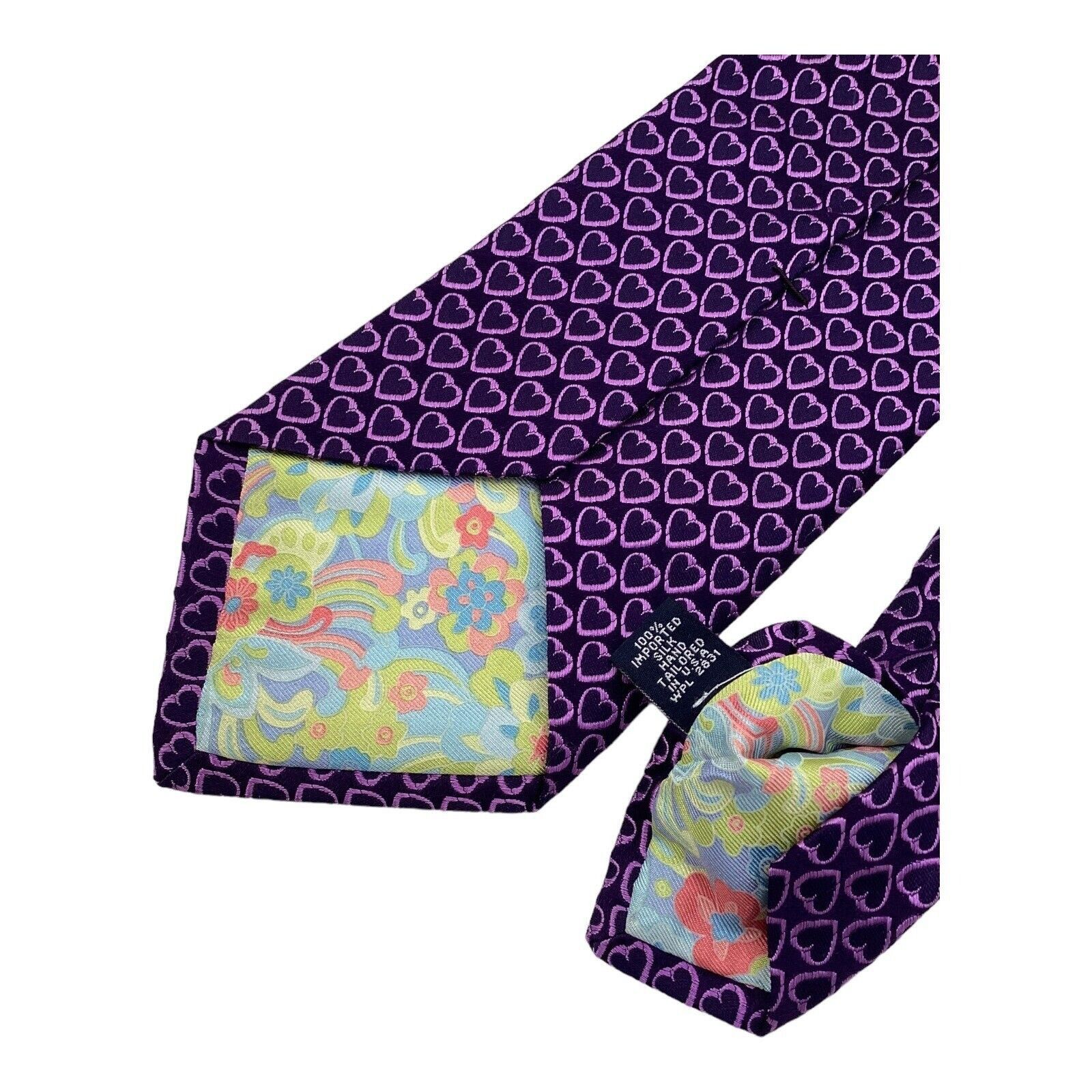 Ted Baker TED BAKER Purple Heart Print Luxury Silk Tie Hand Taillored Size ONE SIZE - 4 Thumbnail