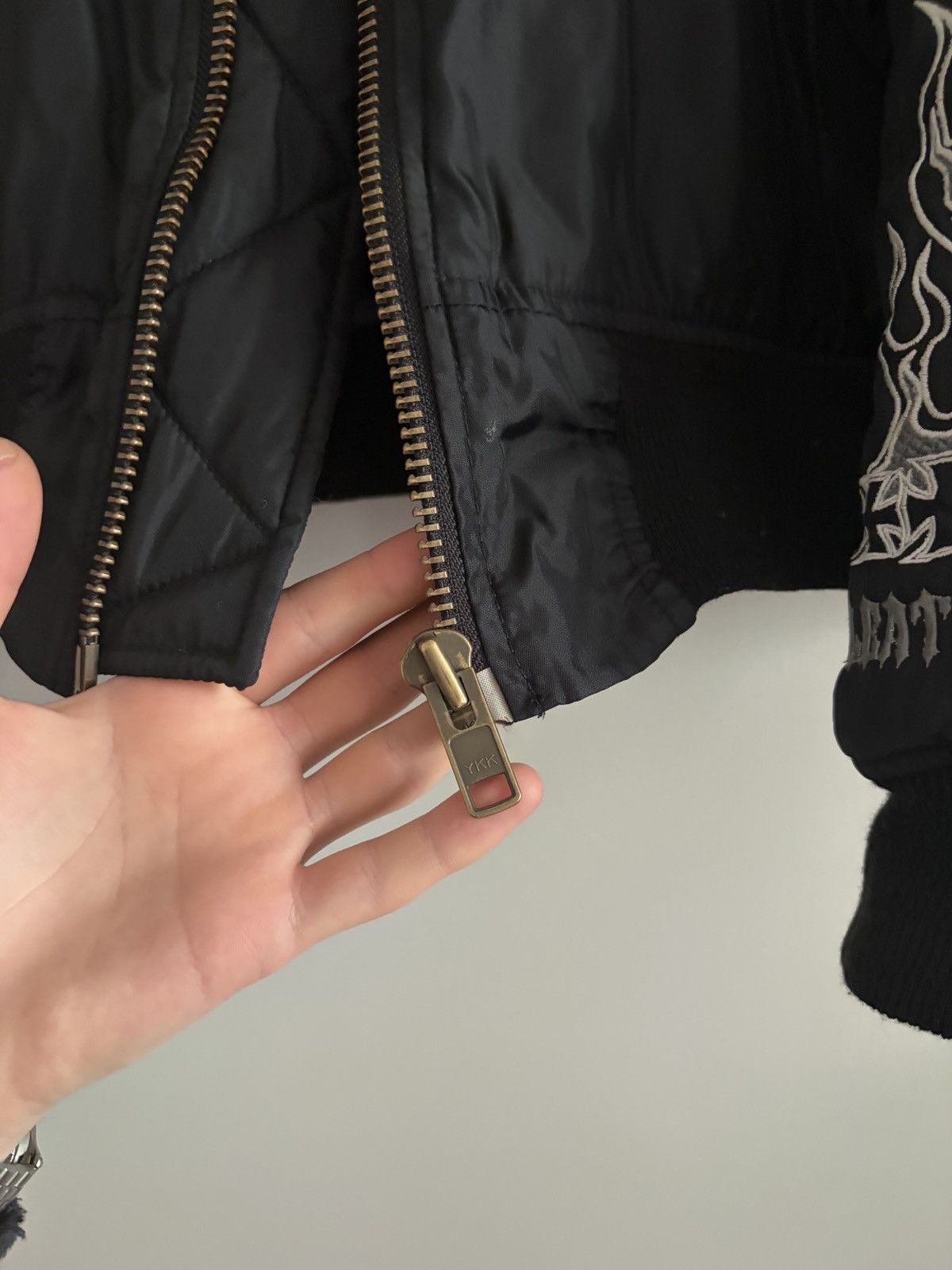 Vintage Gothic Flame Cross Embroidered Bomber Jacket Size US M / EU 48-50 / 2 - 5 Thumbnail