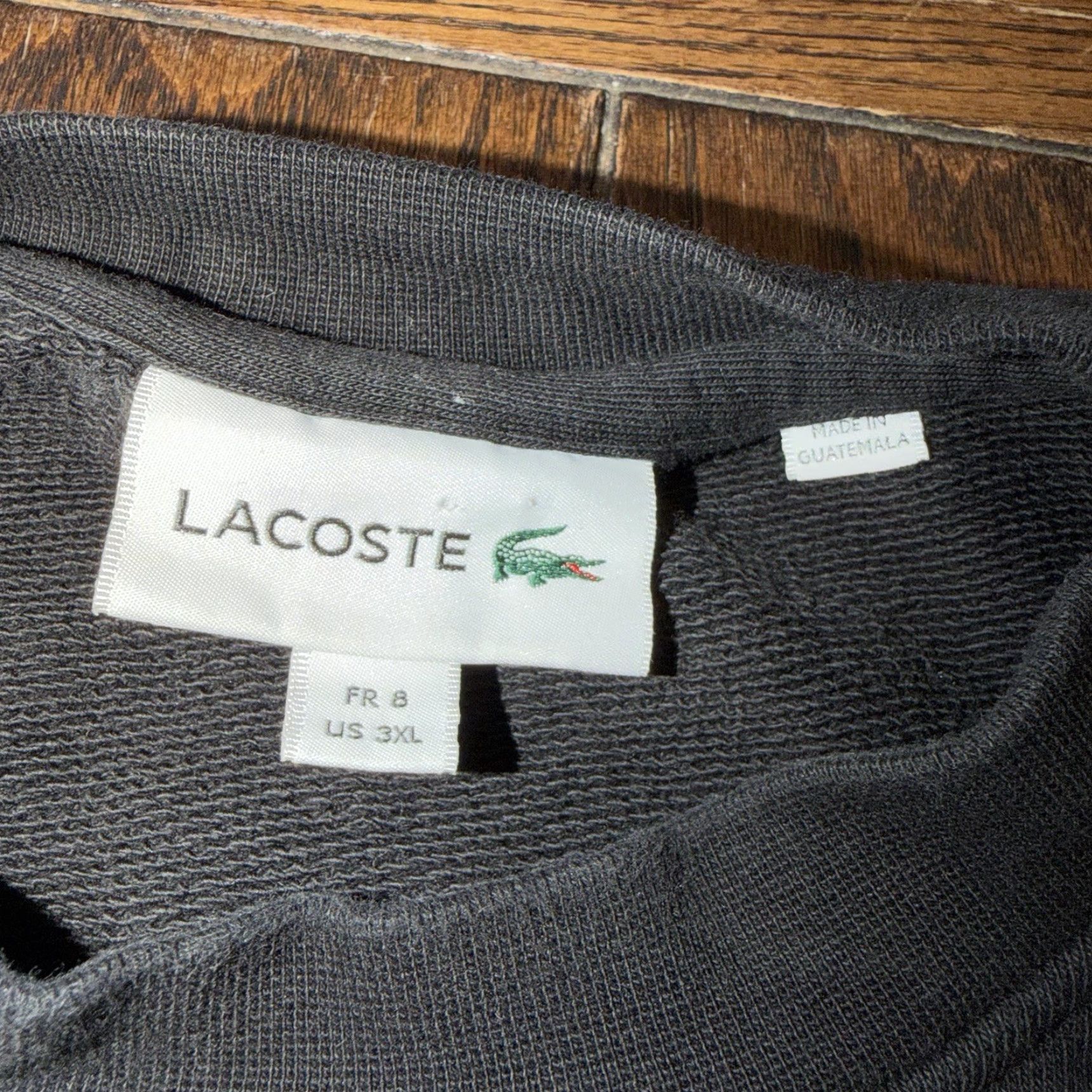 Lacoste LACOSTE Mens Sweatshirt 3XL Black On Black Crocodile Embroidered Logo Crew Neck Pullover Size US XXL / EU 58 / 5 - 3 Thumbnail