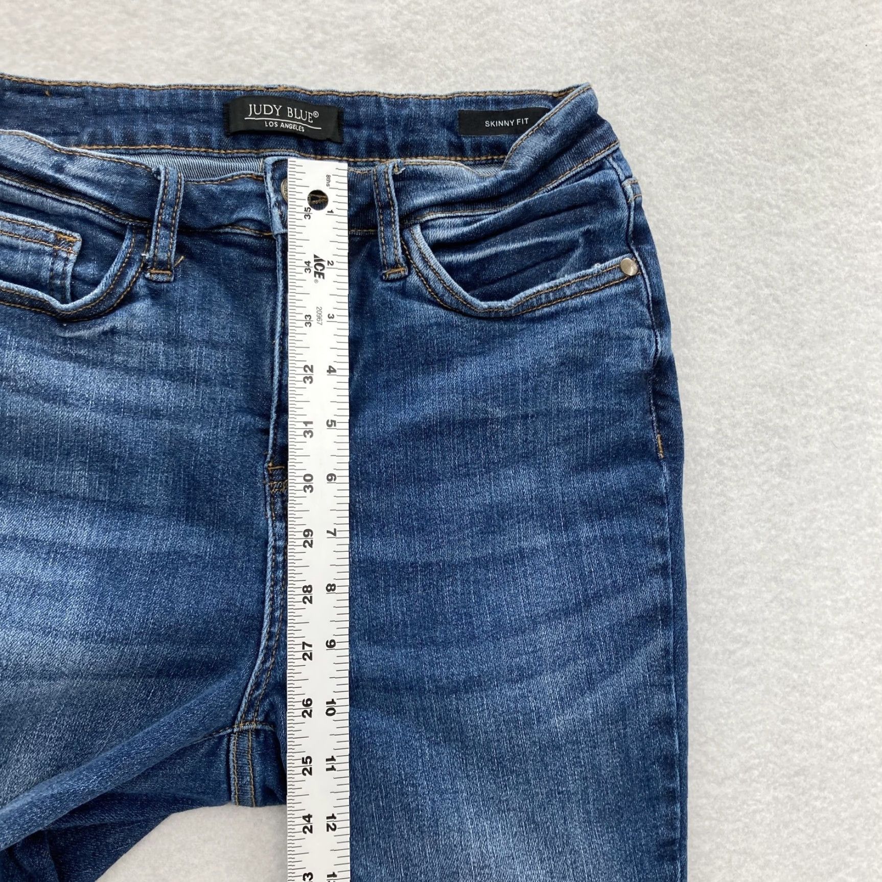 Denime Judy Blue Jeans Womens Skinny Fit Medium Wash Blue Stretch Denim 28in Inseam Pockets Slim Rise Mid 8.5-10.5in Size 28" / US 6 / IT 42 - 7 Thumbnail