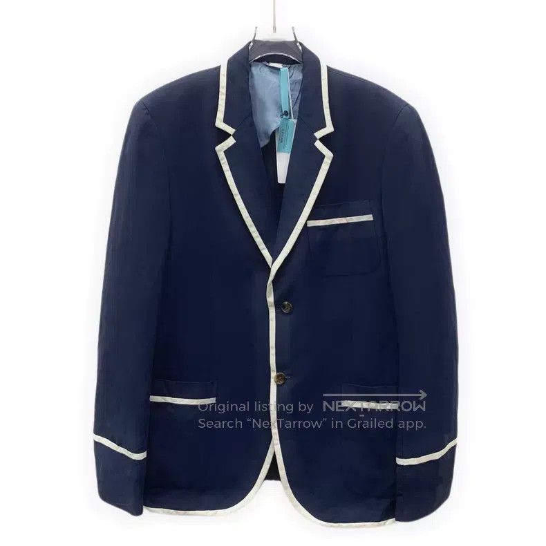 Gucci Gucci Dark blue trim cotton lapel single-breasted long-sle Size US M / EU 48-50 / 2 - 1 Thumbnail