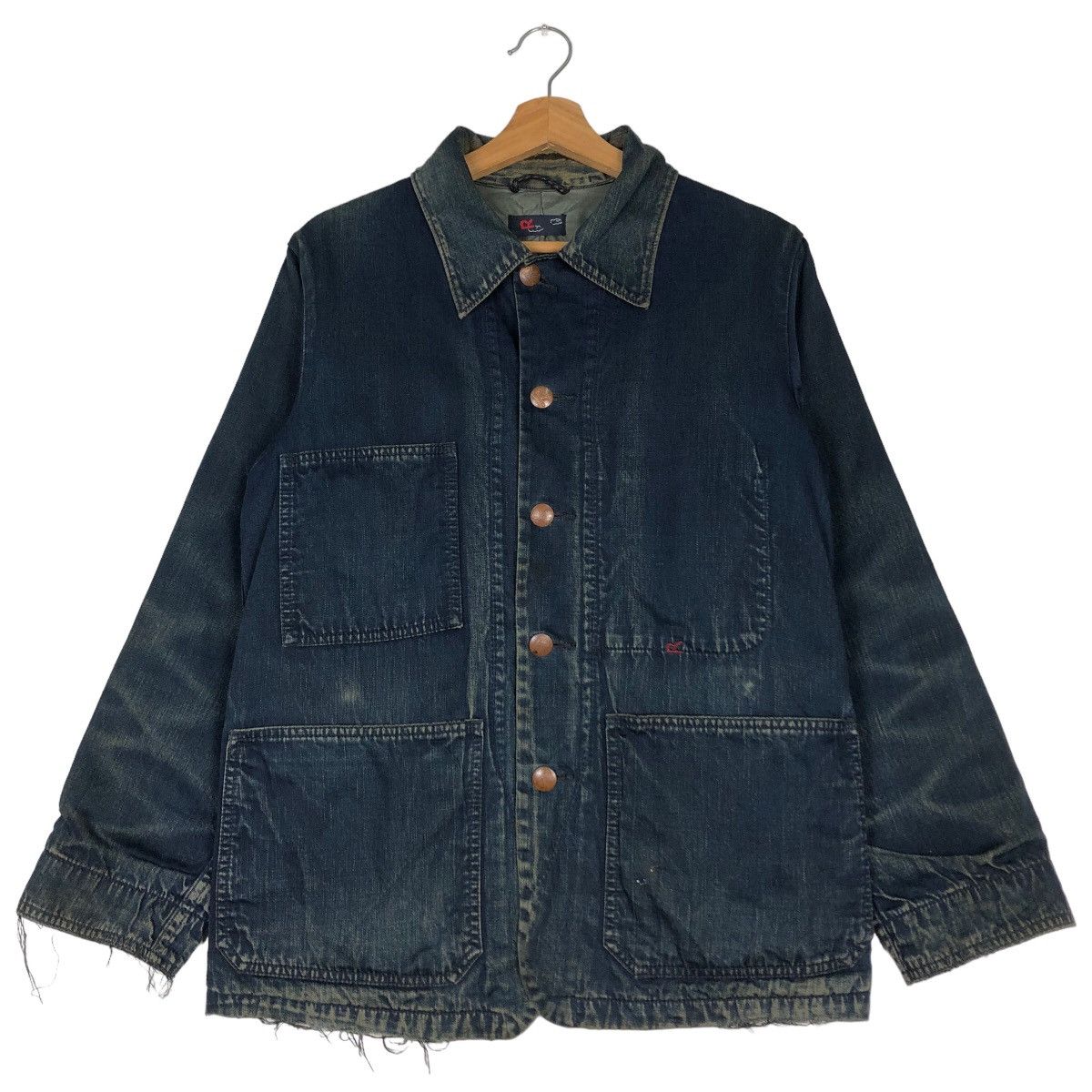 🔥Vtg Indigo Denim Work Jacket Button R 45RPM Japan Made