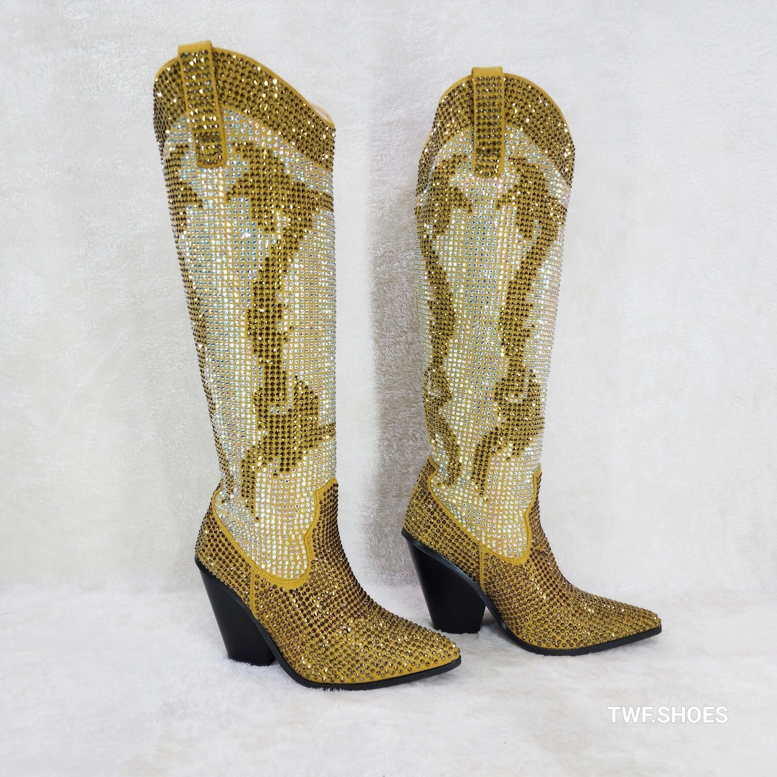 Other Gold Dust Cowgirl Country Western Glamour Rhinestones Boots Size US 6 / IT 36 - 8 Thumbnail