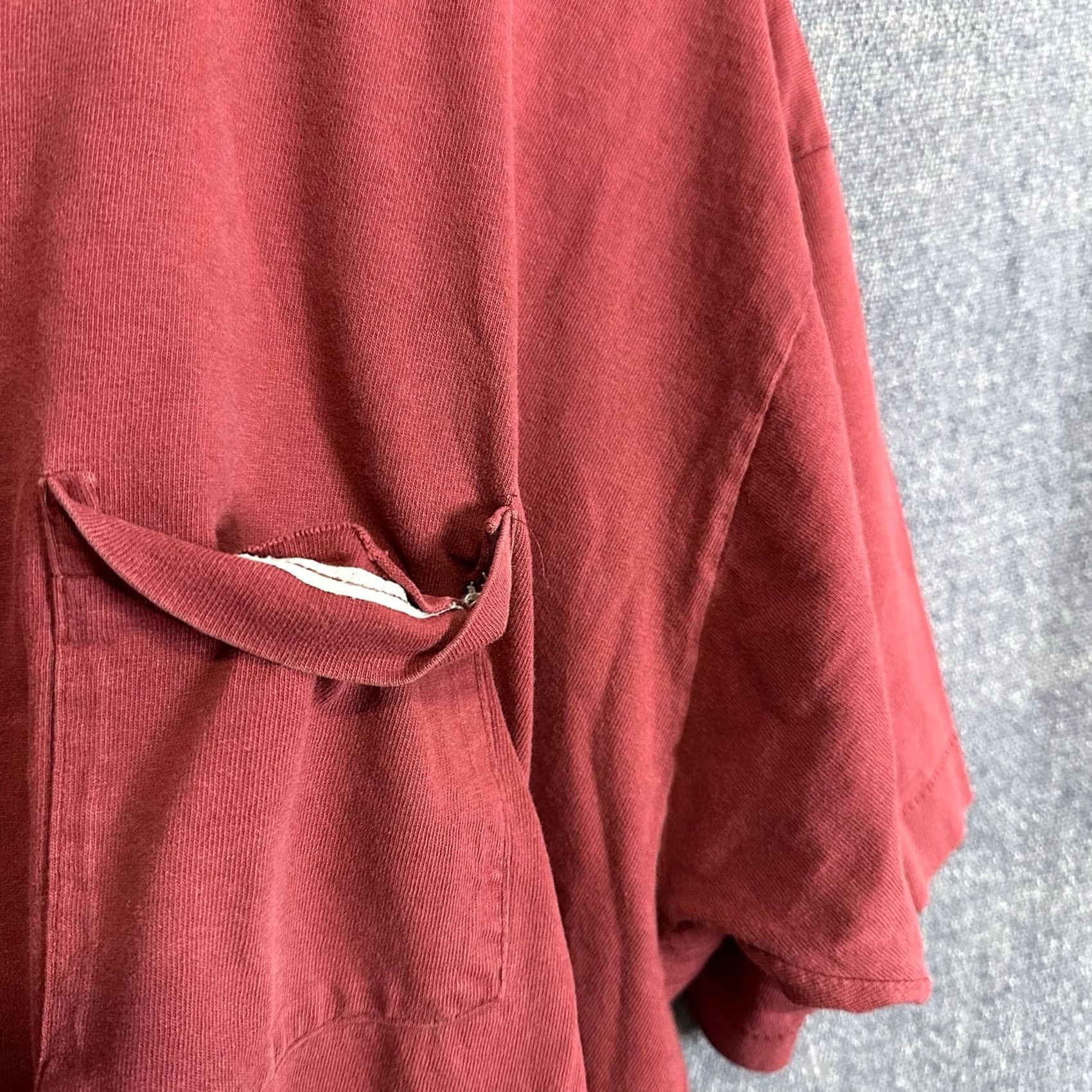 Vintage VINTAGE BVD T-Shirt Red Cotton Pocket Single Stitch Made in USA XL 90s Distressed Mens Size US XL / EU 56 / 4 - 3 Thumbnail