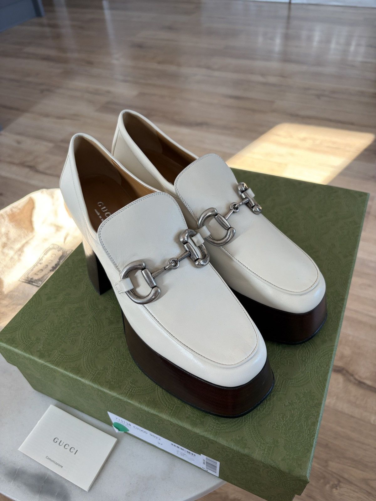 Gucci Gucci platform horsebit loafer white Size US 7 / IT 37 - 2 Thumbnail