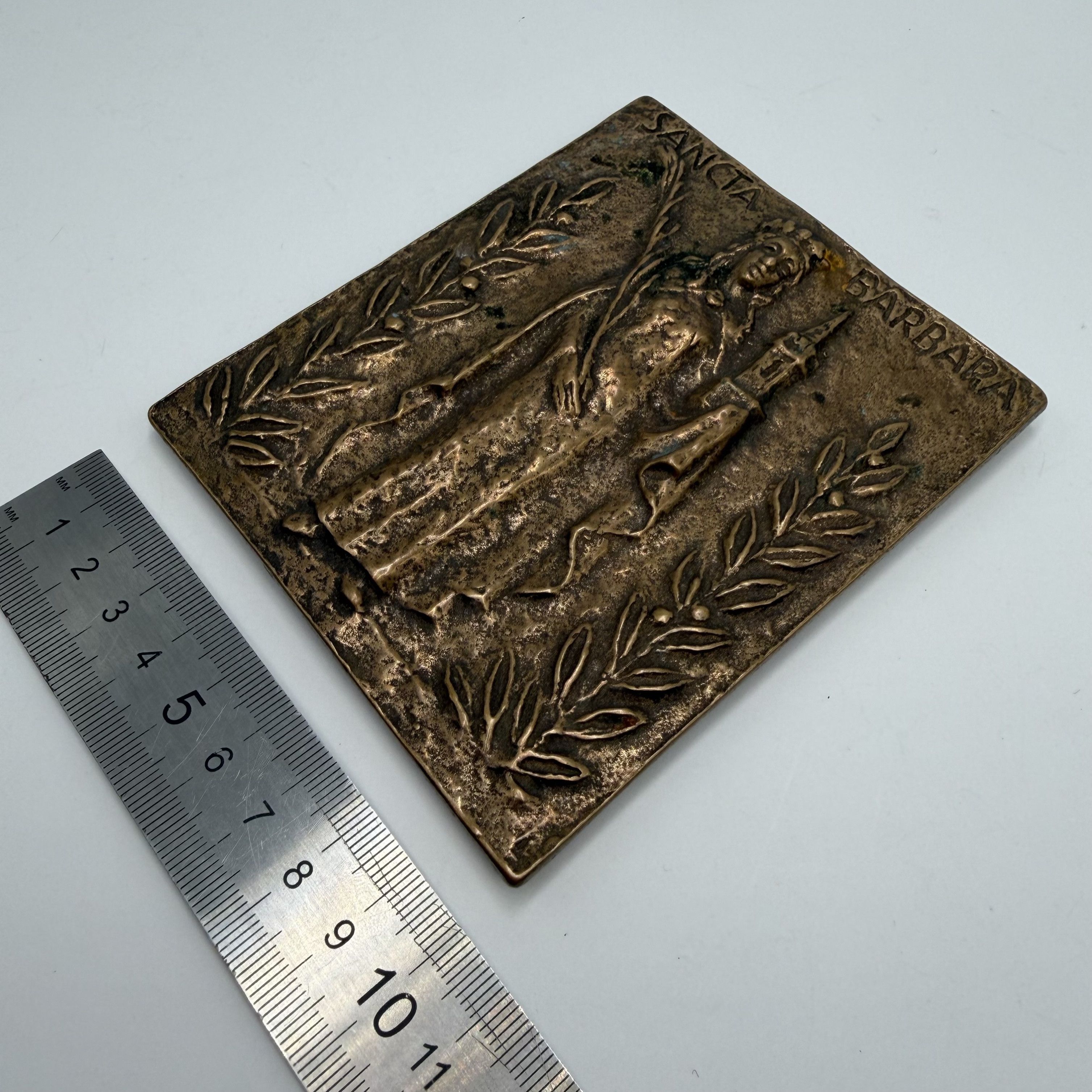 Vintage Vintage Bronze Plaque Sancta Barbara Christian Wall Hang Size ONE SIZE - 7 Thumbnail