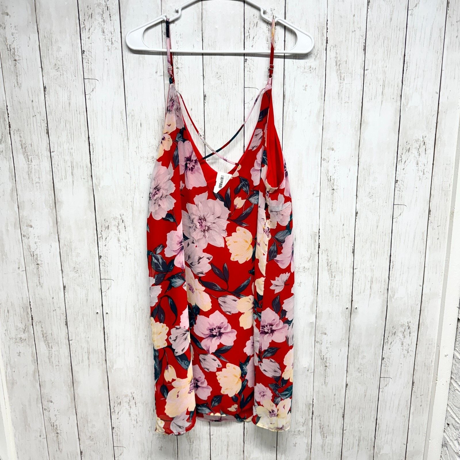 Other Lulus Dress XL Red Floral V-Neck & Back Spaghetti Strap Mini Size XL / US 12-14 / IT 48-50 - 6 Thumbnail