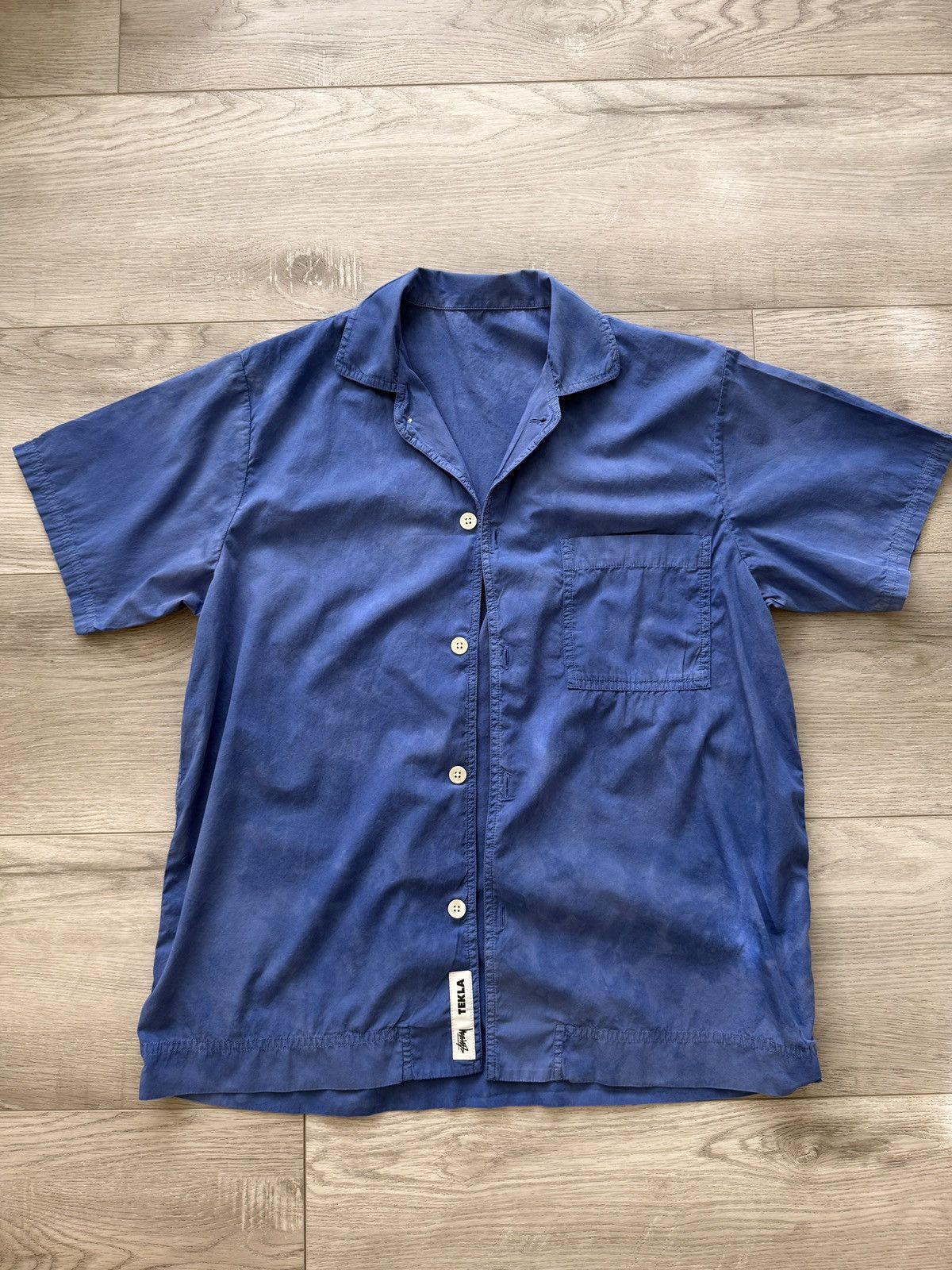 Stussy × Tekla Stussy Tekla Short Sleeve Poplin Pajama Shirt Ultramarine Size US M / EU 48-50 / 2 - 1 Thumbnail