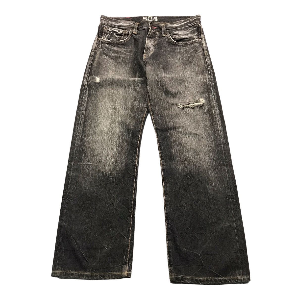 BLACK DENIM FADED EDWIN JAPANESE DISTRESSED PANTS
