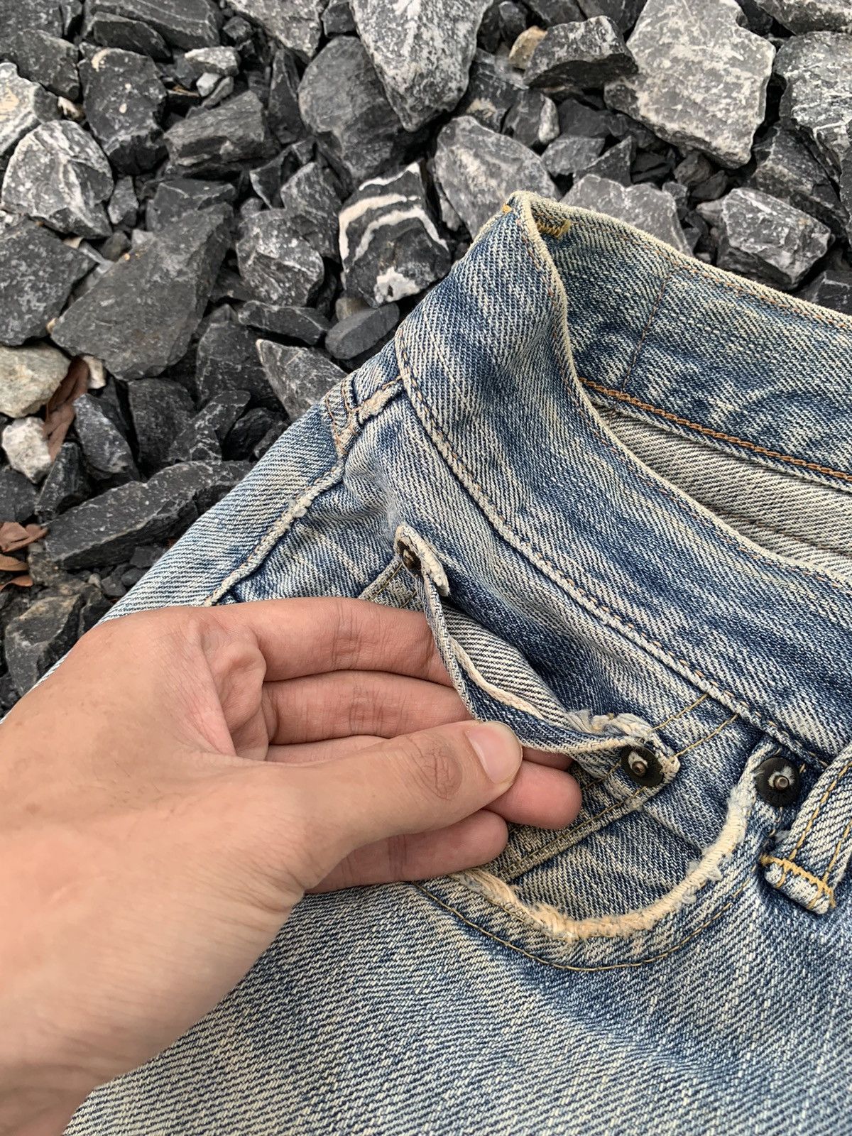 Kapital VINTAGE EDWIN 505 SELVEDGE FADED RUSTY DISTRESSED DENIM Size US 31 - 8 Thumbnail