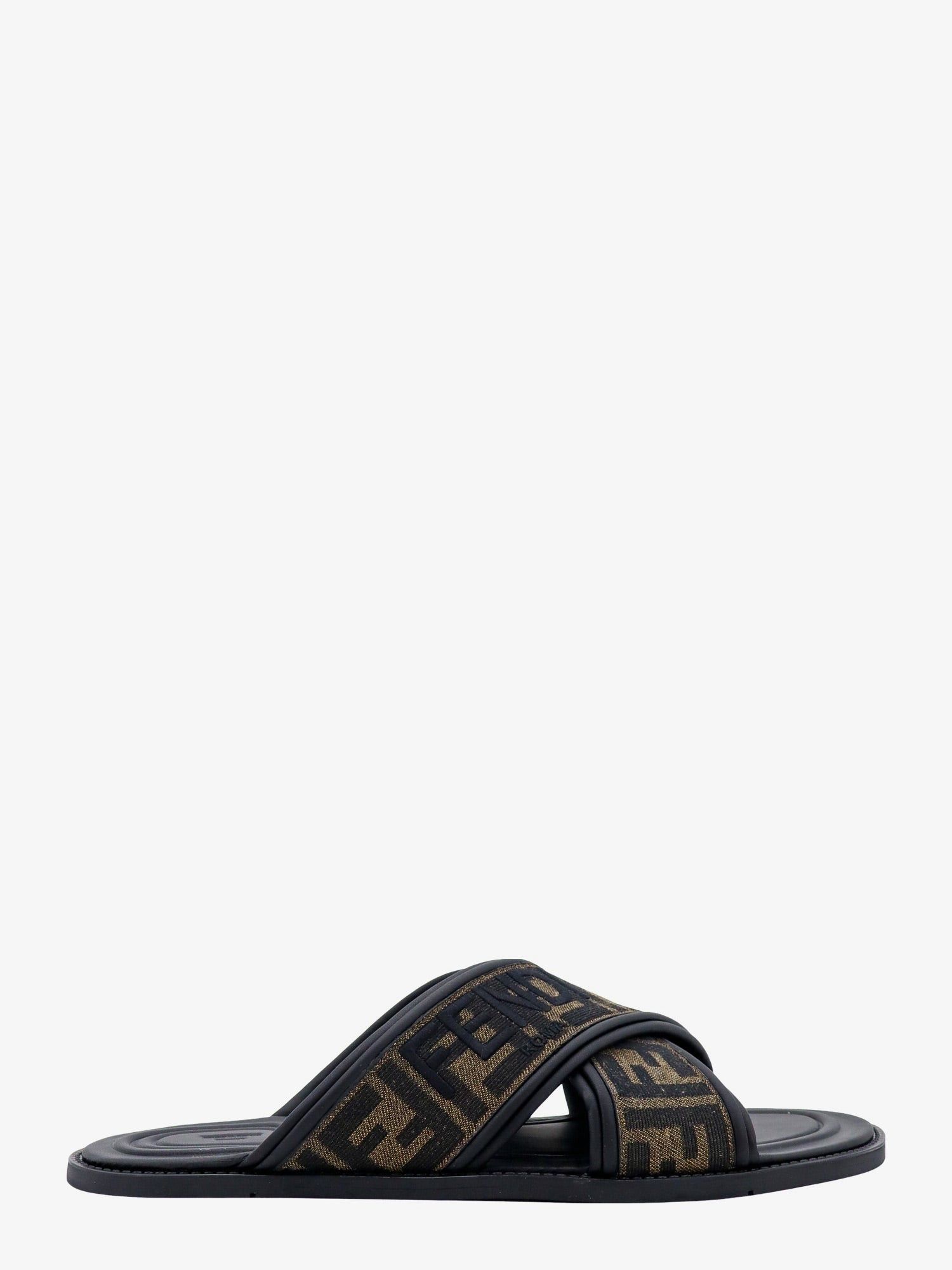 Ff Jacquard Fabric Sandals With Embroidered Logo