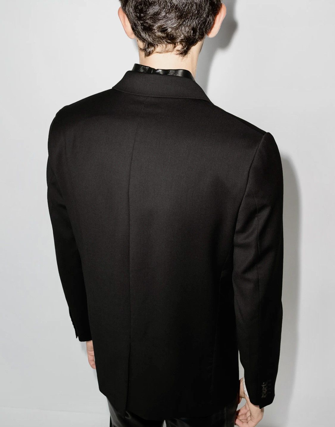 Amiri AMIRI Leather & Satin-Trimmed Wool-Twill Black Blazer, IT48 Size 48R - 5 Thumbnail