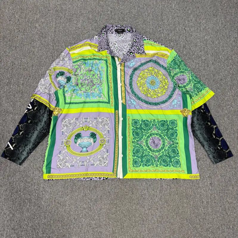 Versace Colorful Silk Men's Shirt Size S 0089